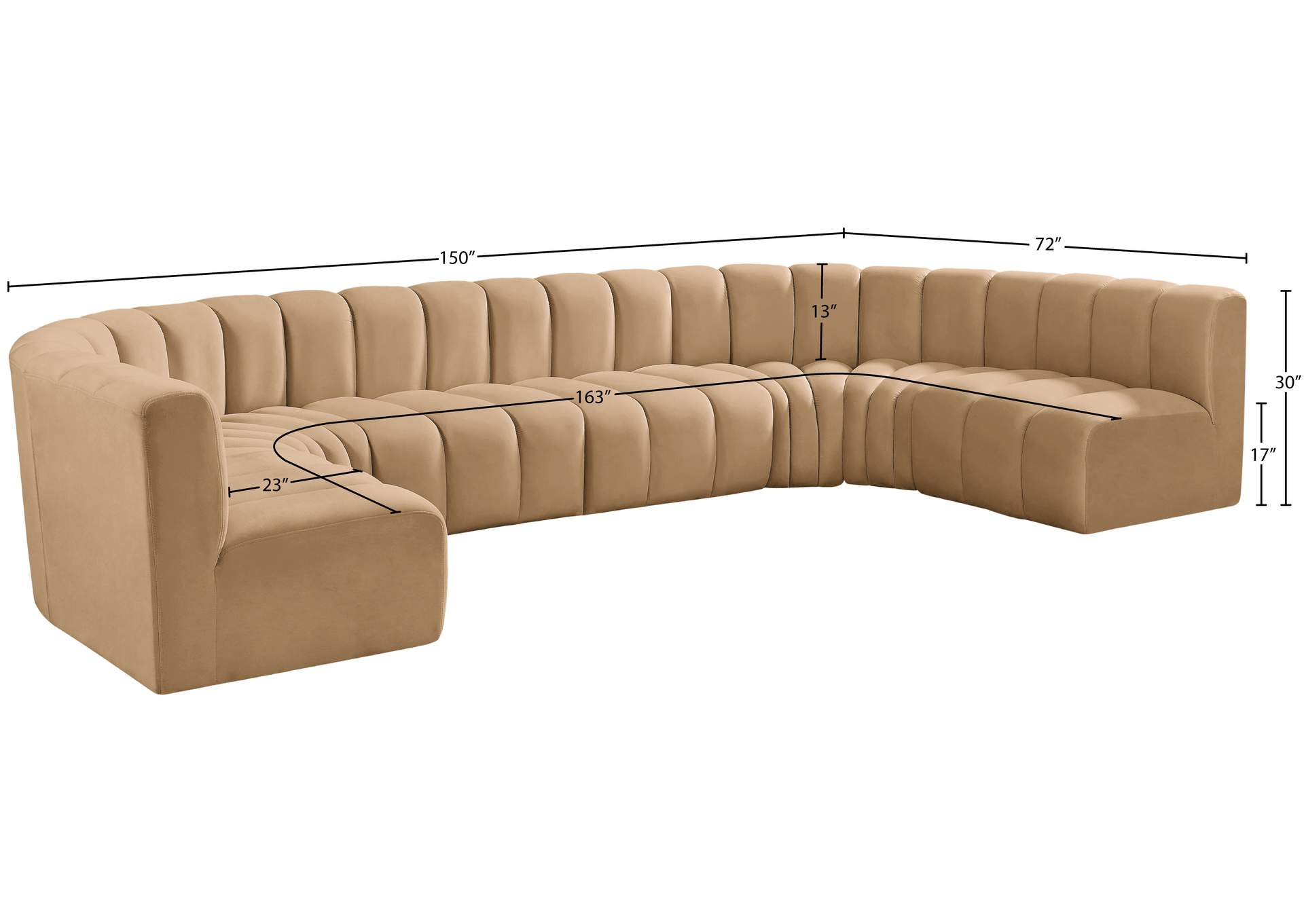Arc Camel Velvet Modular Sofa image 16