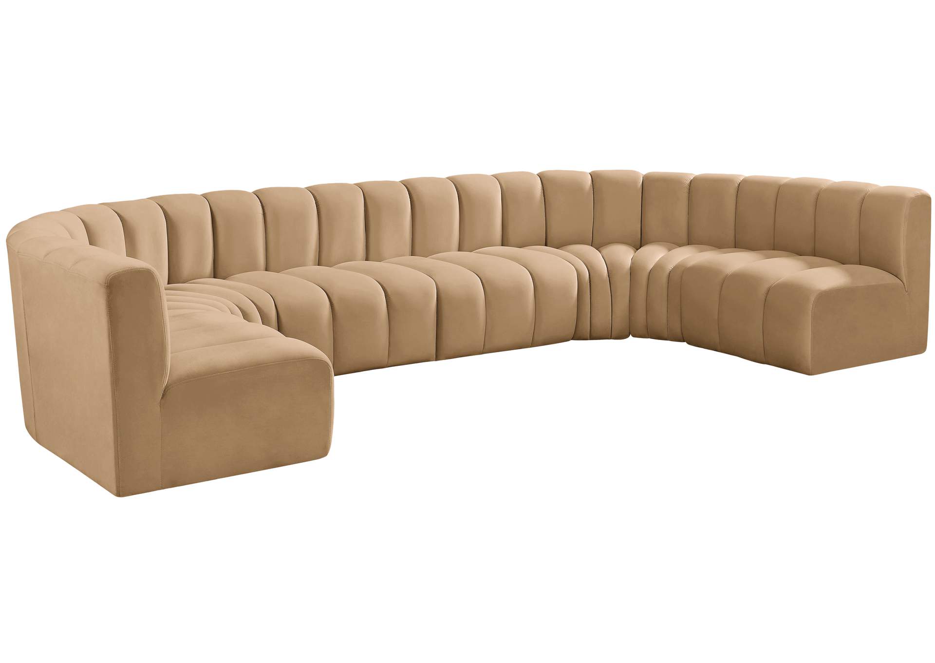 Arc Camel Velvet Modular Sofa image 6