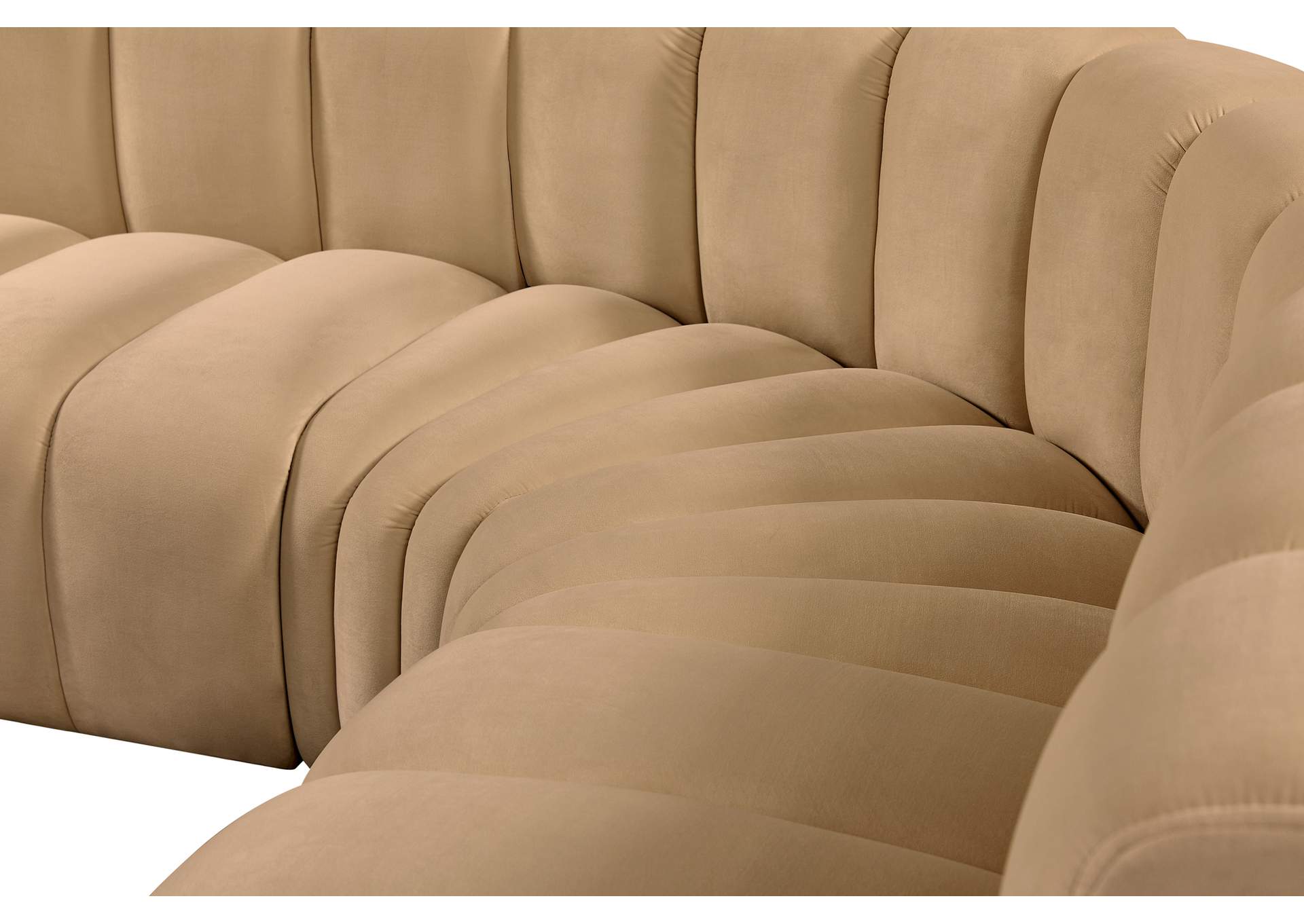 Arc Camel Velvet Modular Sofa image 9