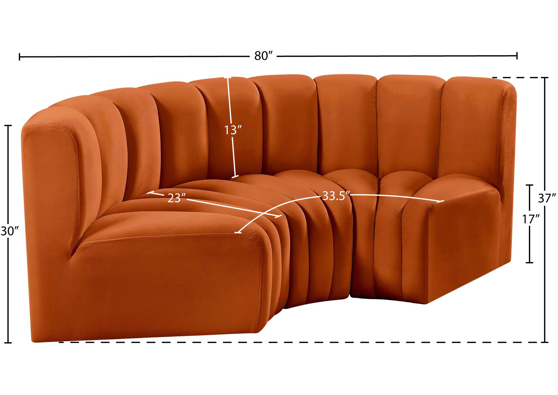 Arc Cognac Velvet Modular Sofa image 9