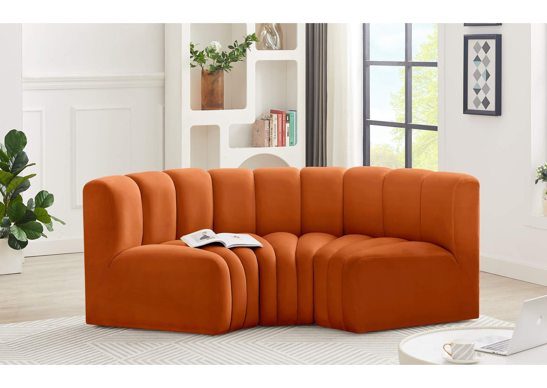 Arc Cognac Velvet Modular Sofa image 3