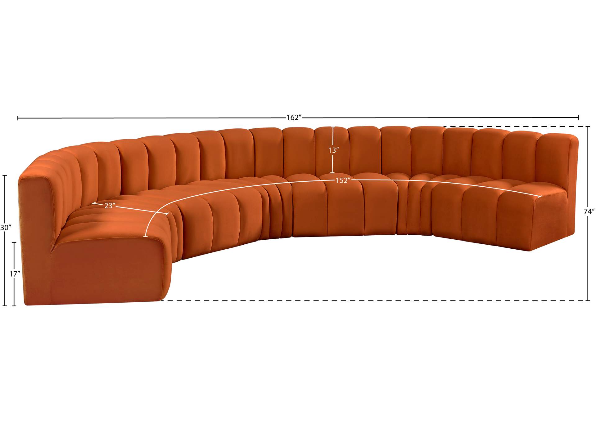 Arc Cognac Velvet Modular Sofa