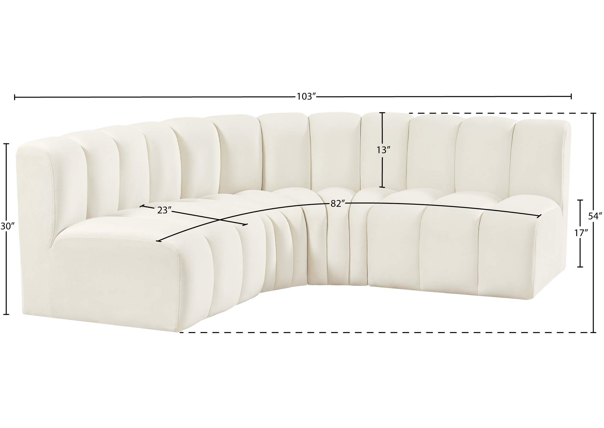 Arc Cream Velvet Modular Sofa