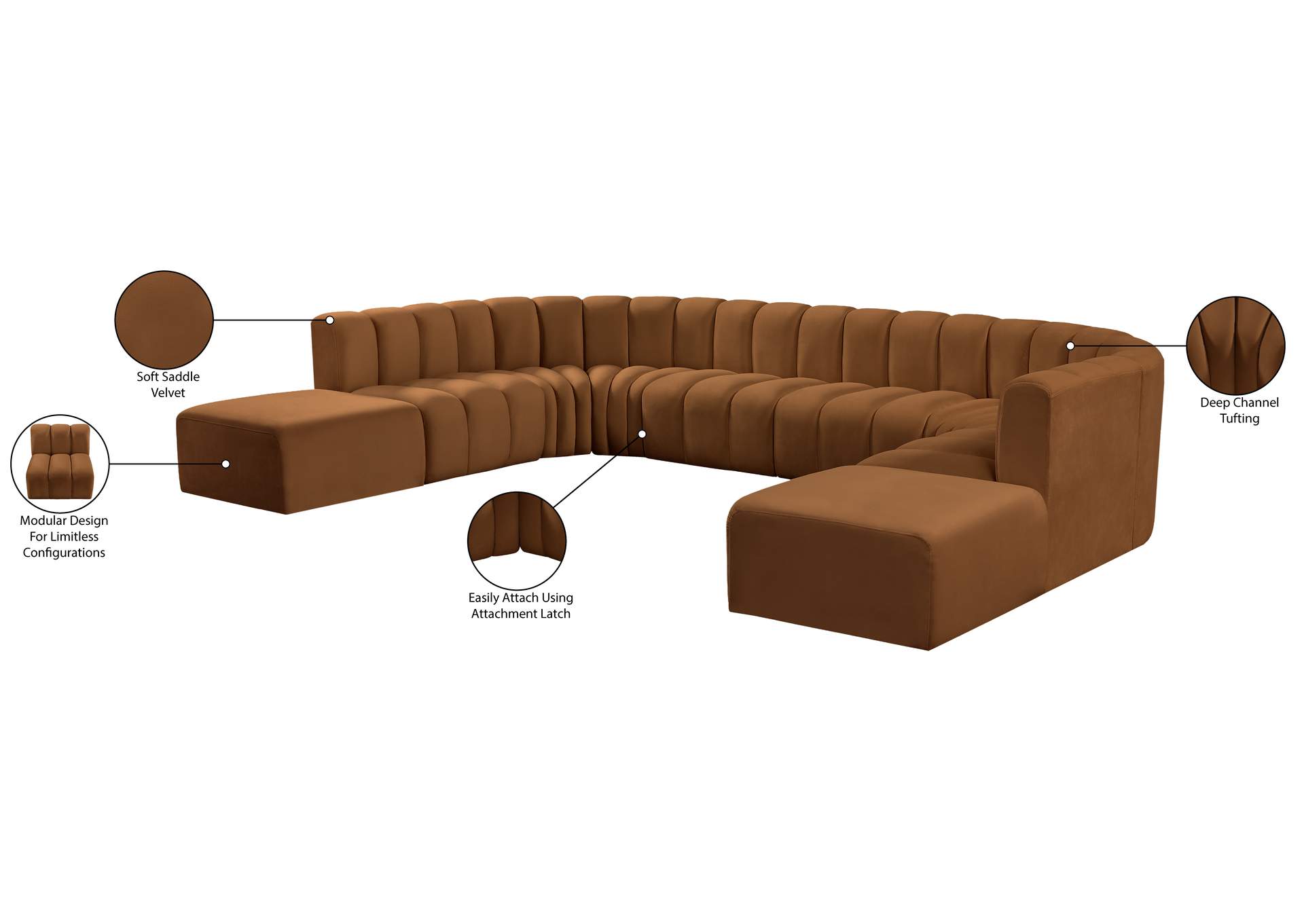 Arc Saddle Velvet Modular Sofa