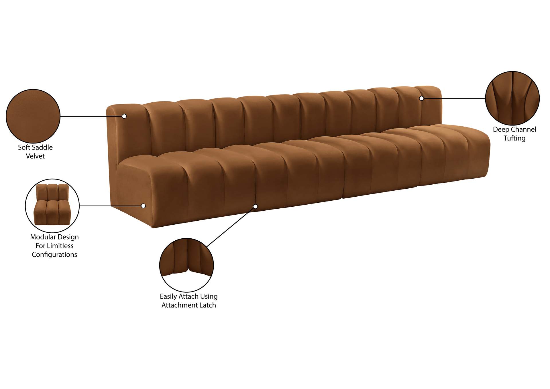 Arc Saddle Velvet Modular Sofa