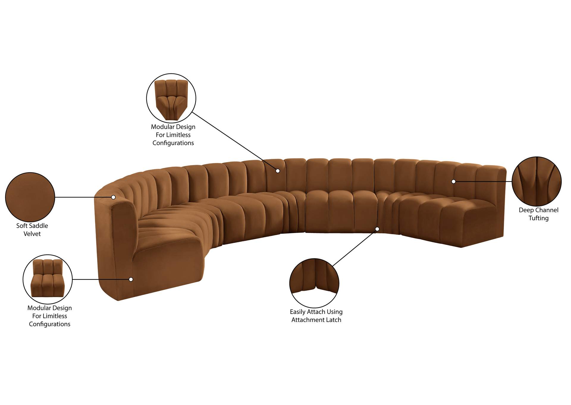 Arc Saddle Velvet Modular Sofa