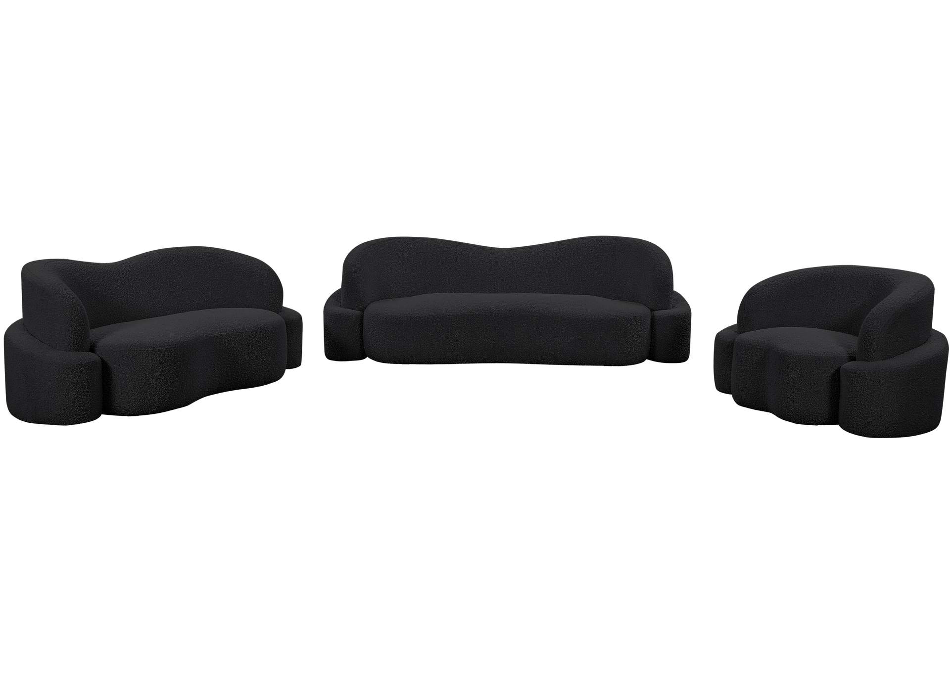 Principessa Black Boucle Fabric Loveseat