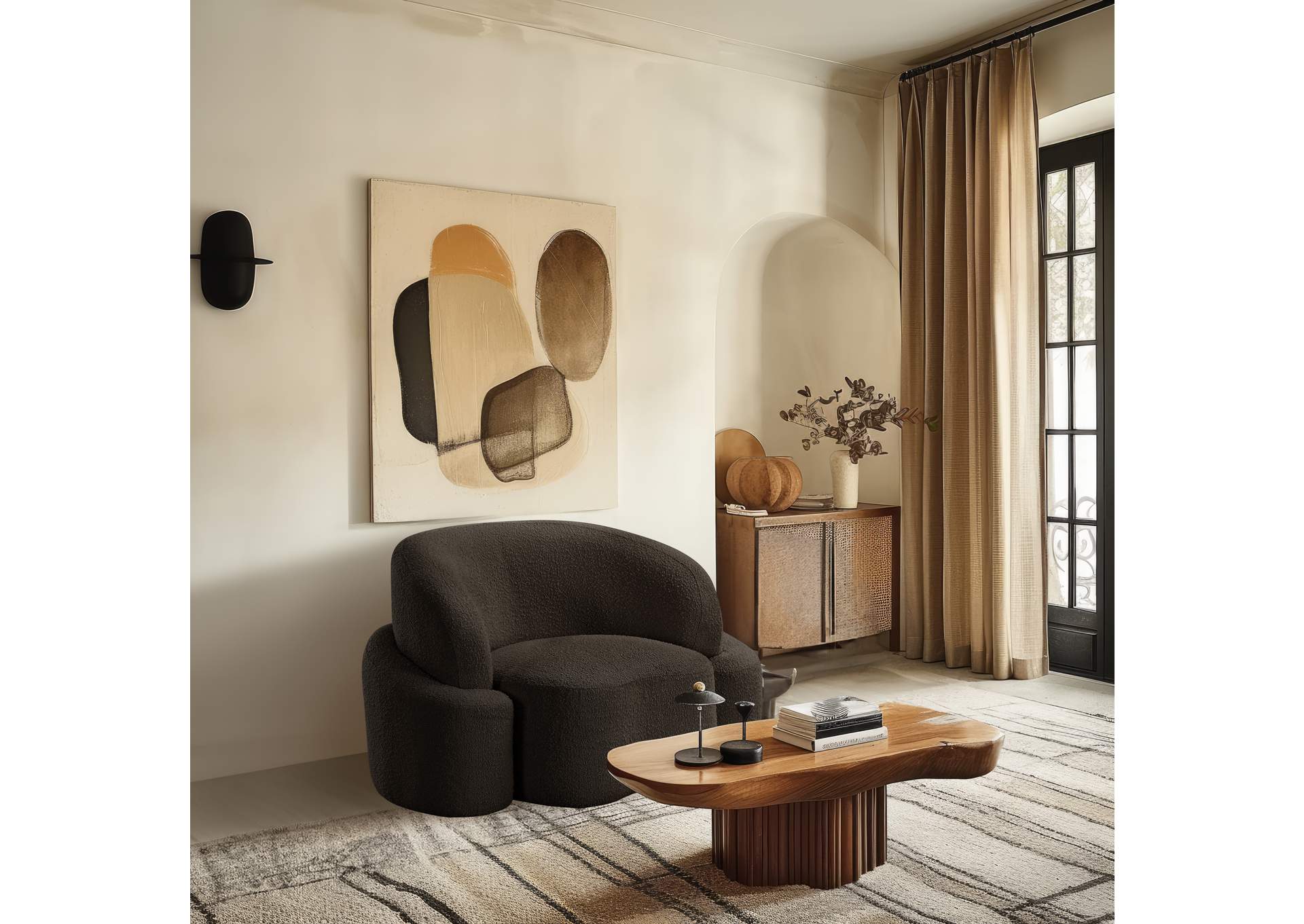 Principessa Brown Boucle Fabric Chair