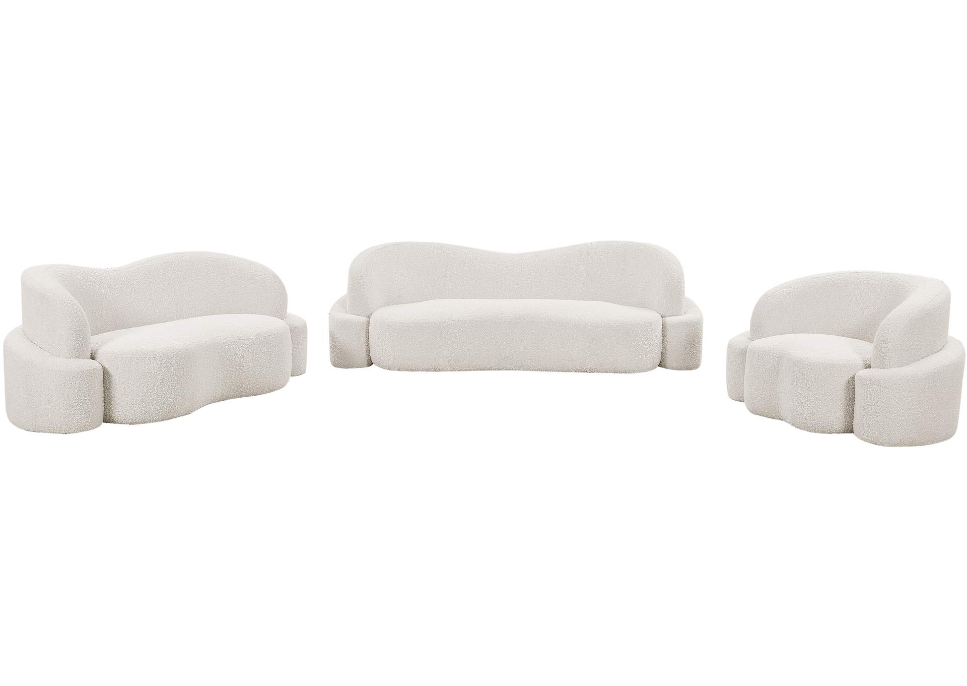 Principessa Cream Boucle Fabric Loveseat