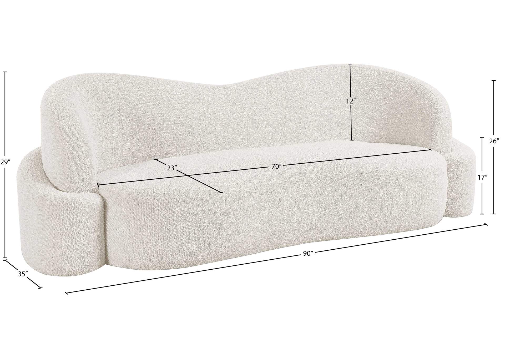 Principessa Cream Boucle Fabric Sofa
