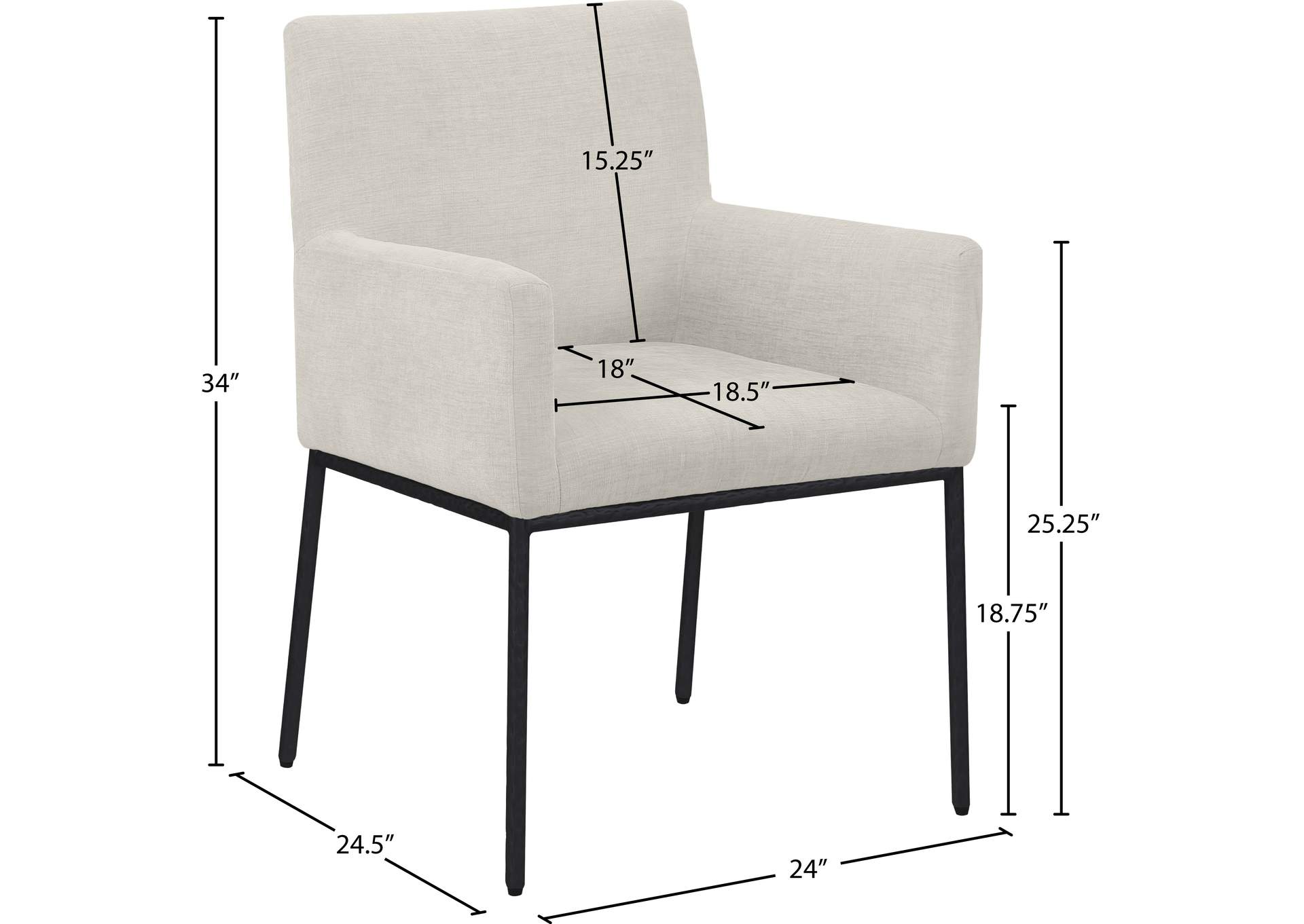 Reeves Cream Chenille Fabric Dining Chair image 9