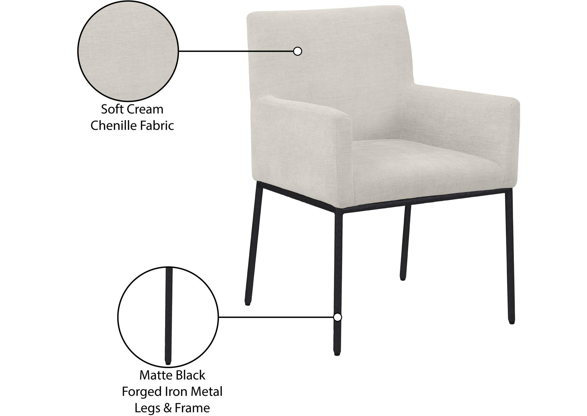 Reeves Cream Chenille Fabric Dining Chair image 10