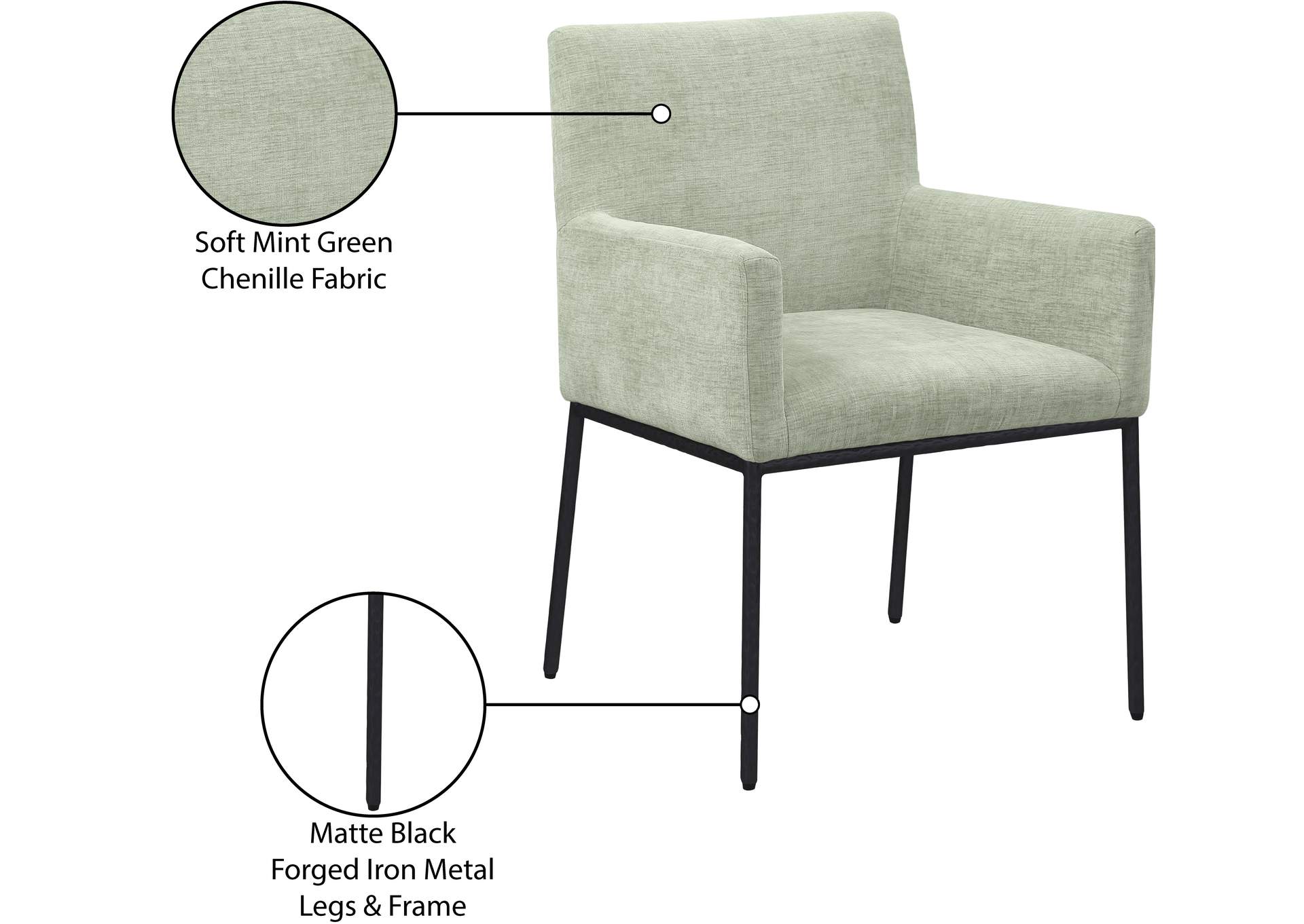 Reeves Mint Chenille Fabric Dining Chair