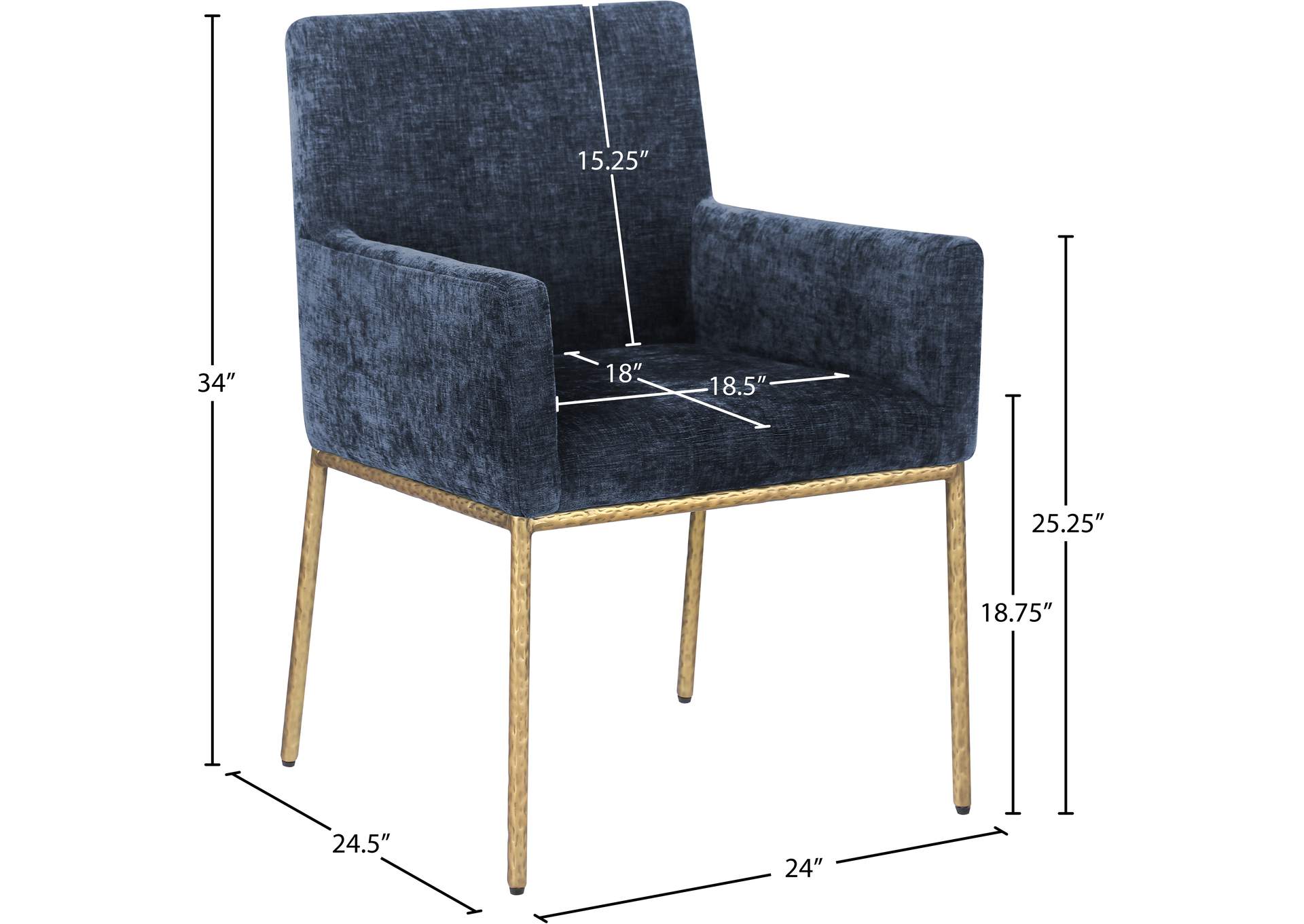 Reeves Navy Chenille Fabric Dining Chair