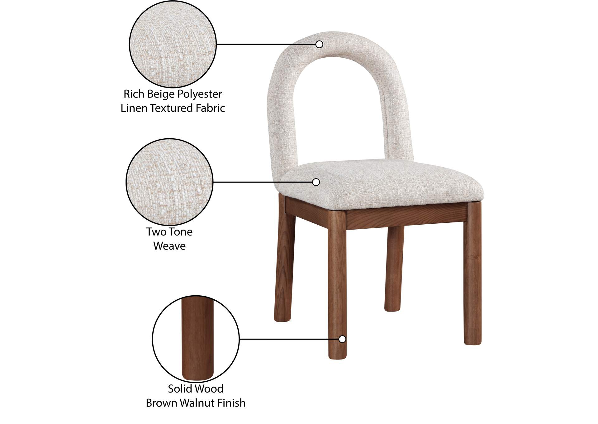 Conrad Beige Linen Textured Fabric Dining Chair image 10