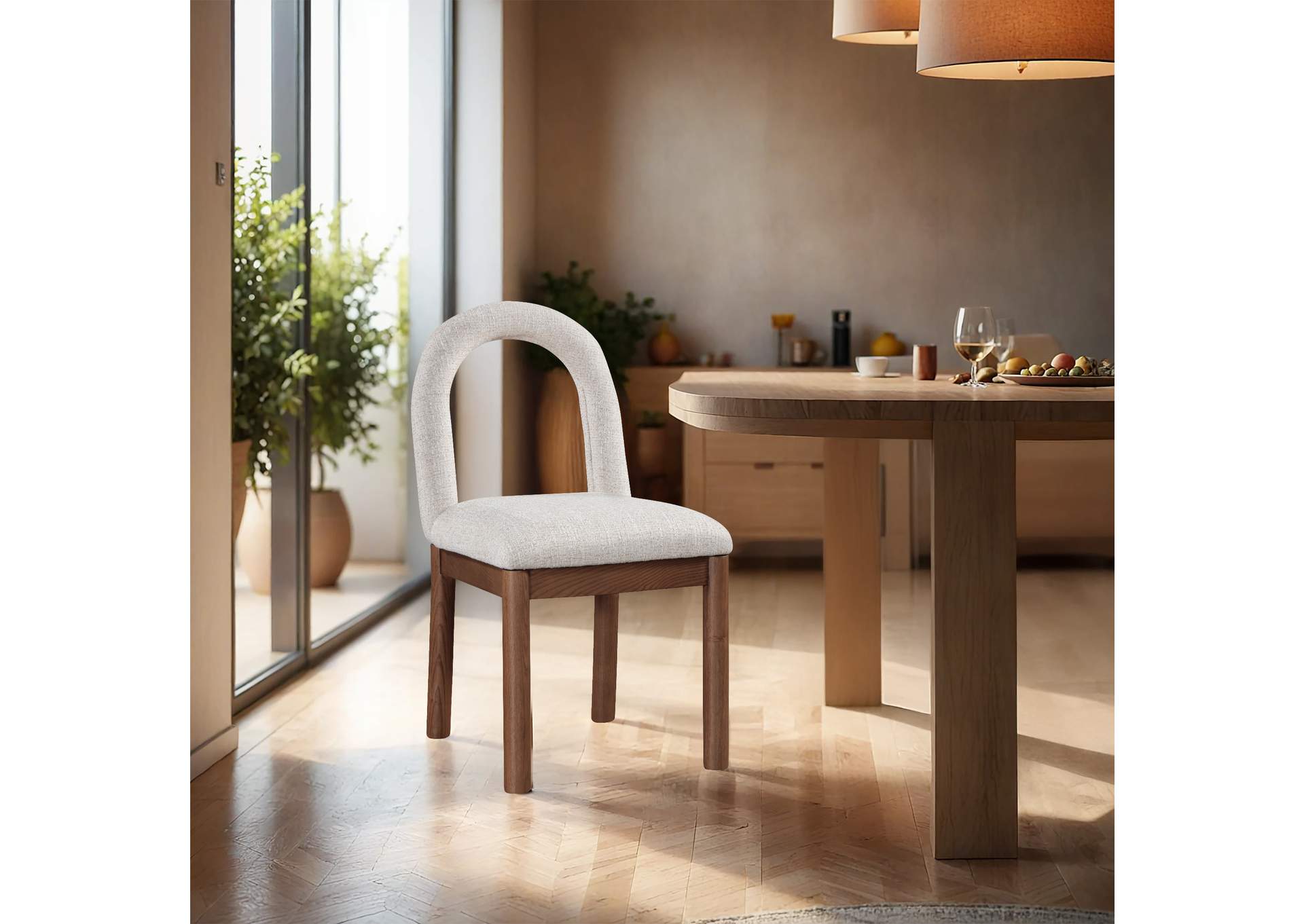 Conrad Beige Linen Textured Fabric Dining Chair image 3