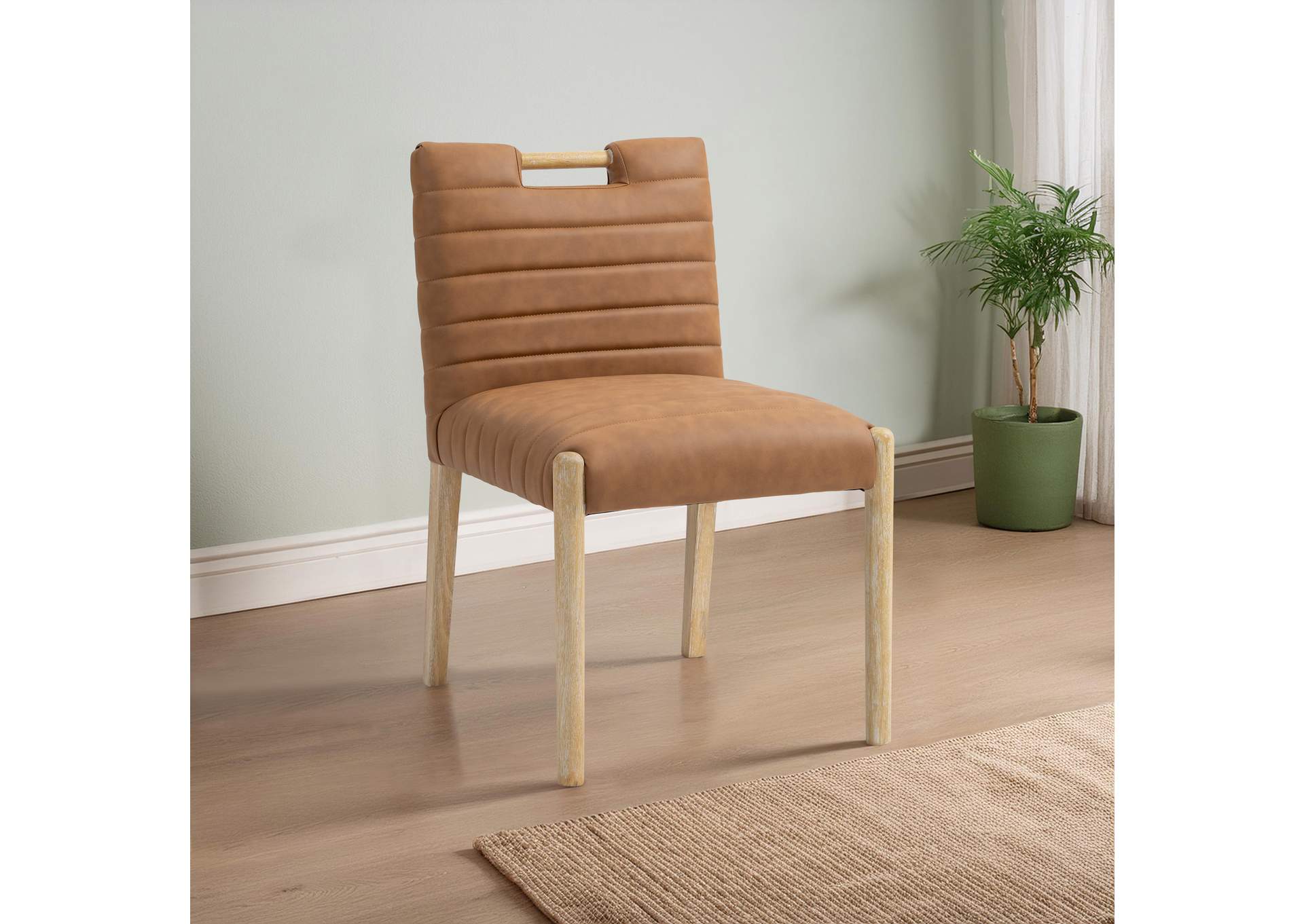 Aimee Cognac Vegan Leather Dining Side Chair