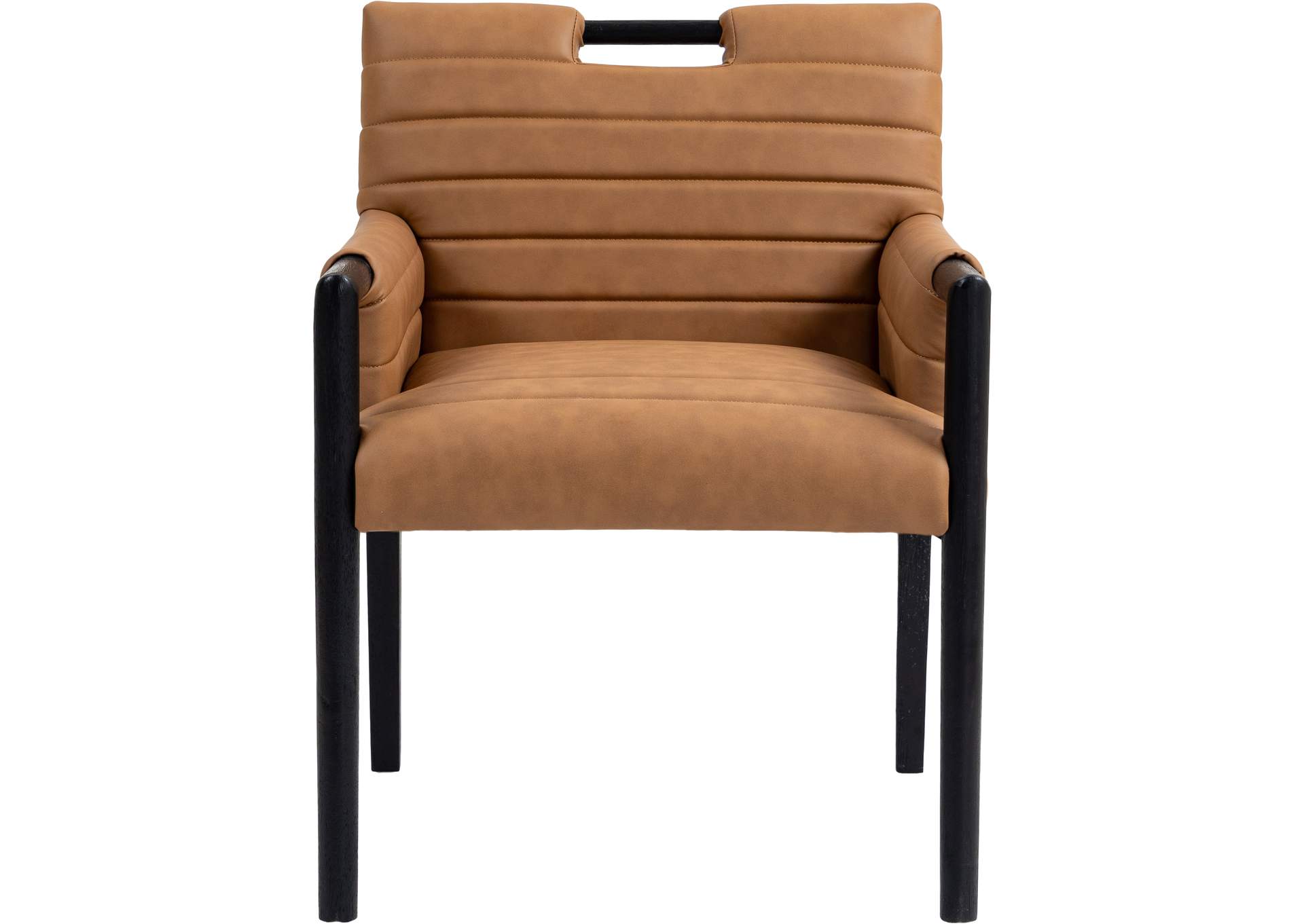 Aimee Cognac Vegan Leather Dining Arm Chair