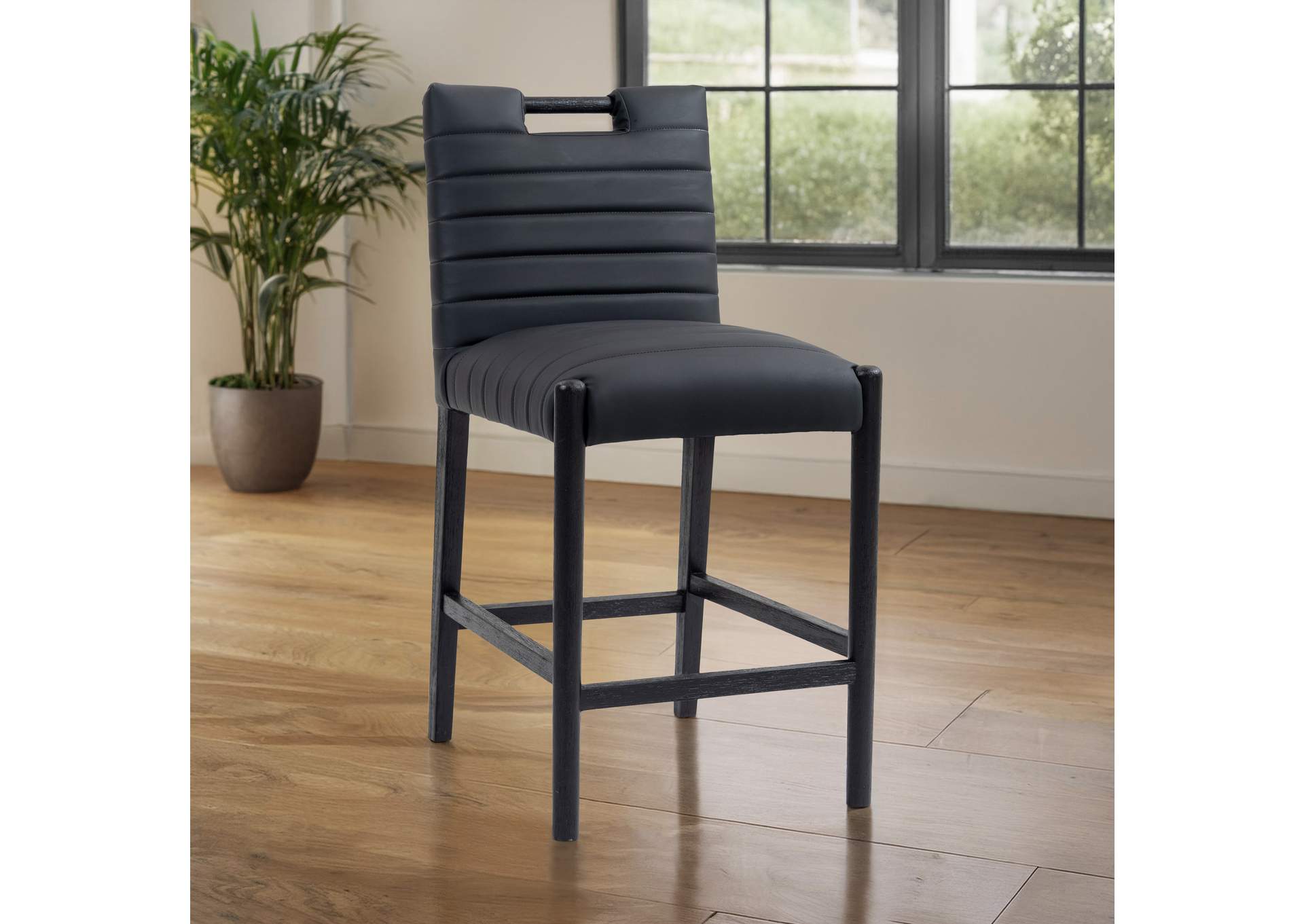 Aimee Black Vegan Leather Counter Stool