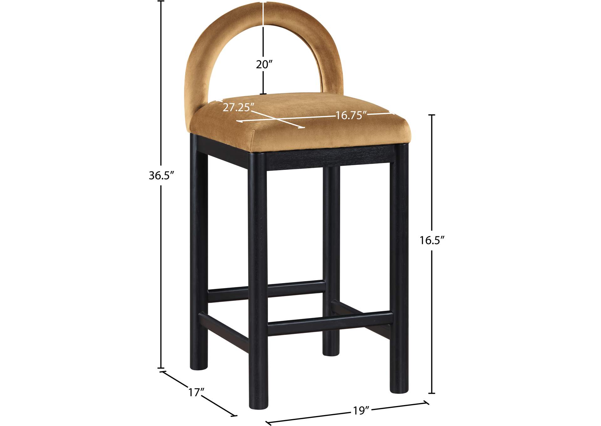 Conrad Saddle Velvet Counter Stool image 9