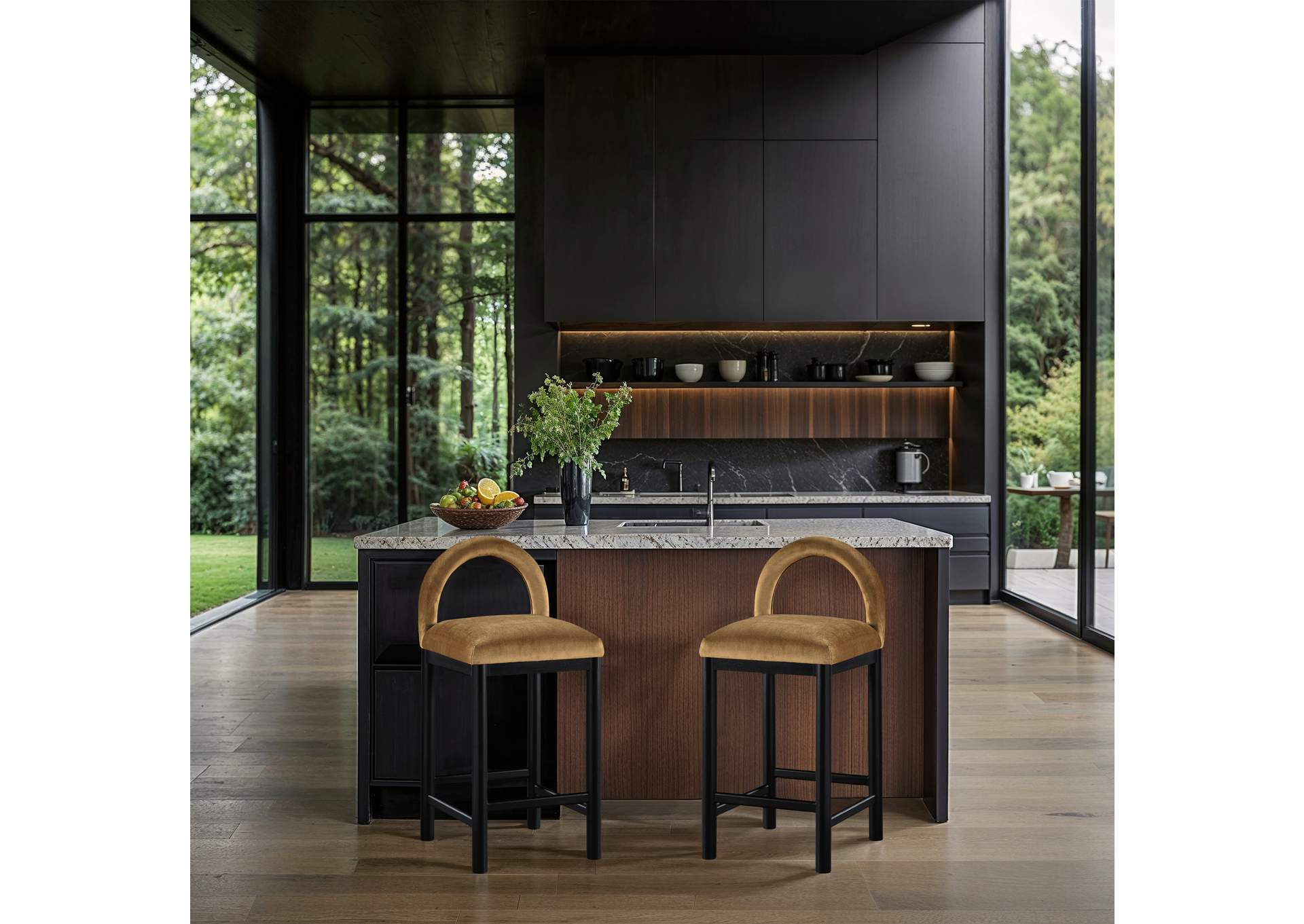 Conrad Saddle Velvet Counter Stool image 3