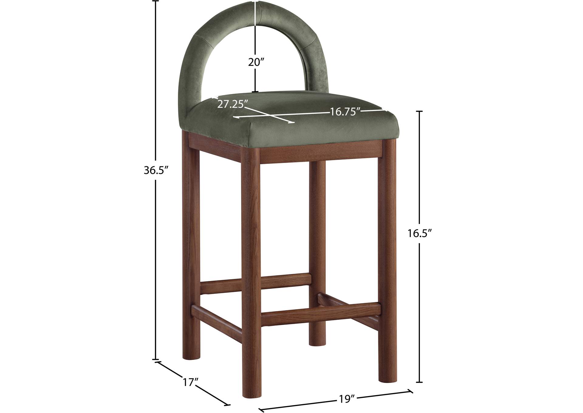 Conrad Green Velvet Counter Stool