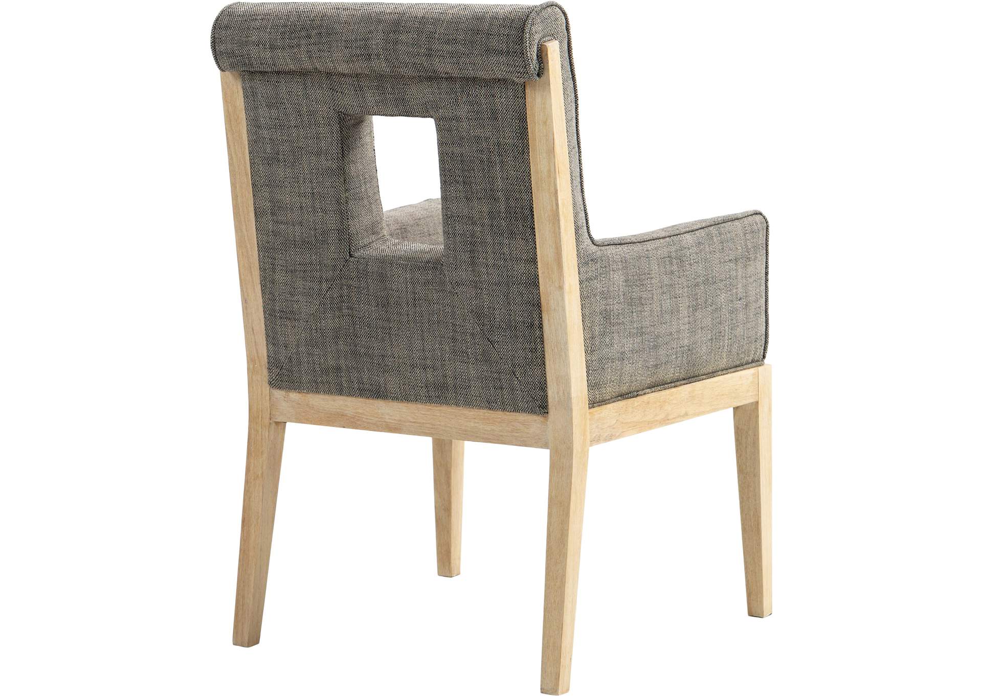 Gwendolyn Grey Linen Textured Fabric Dining Arm Chair