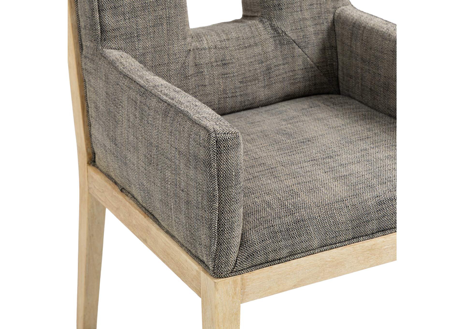 Gwendolyn Grey Linen Textured Fabric Dining Arm Chair