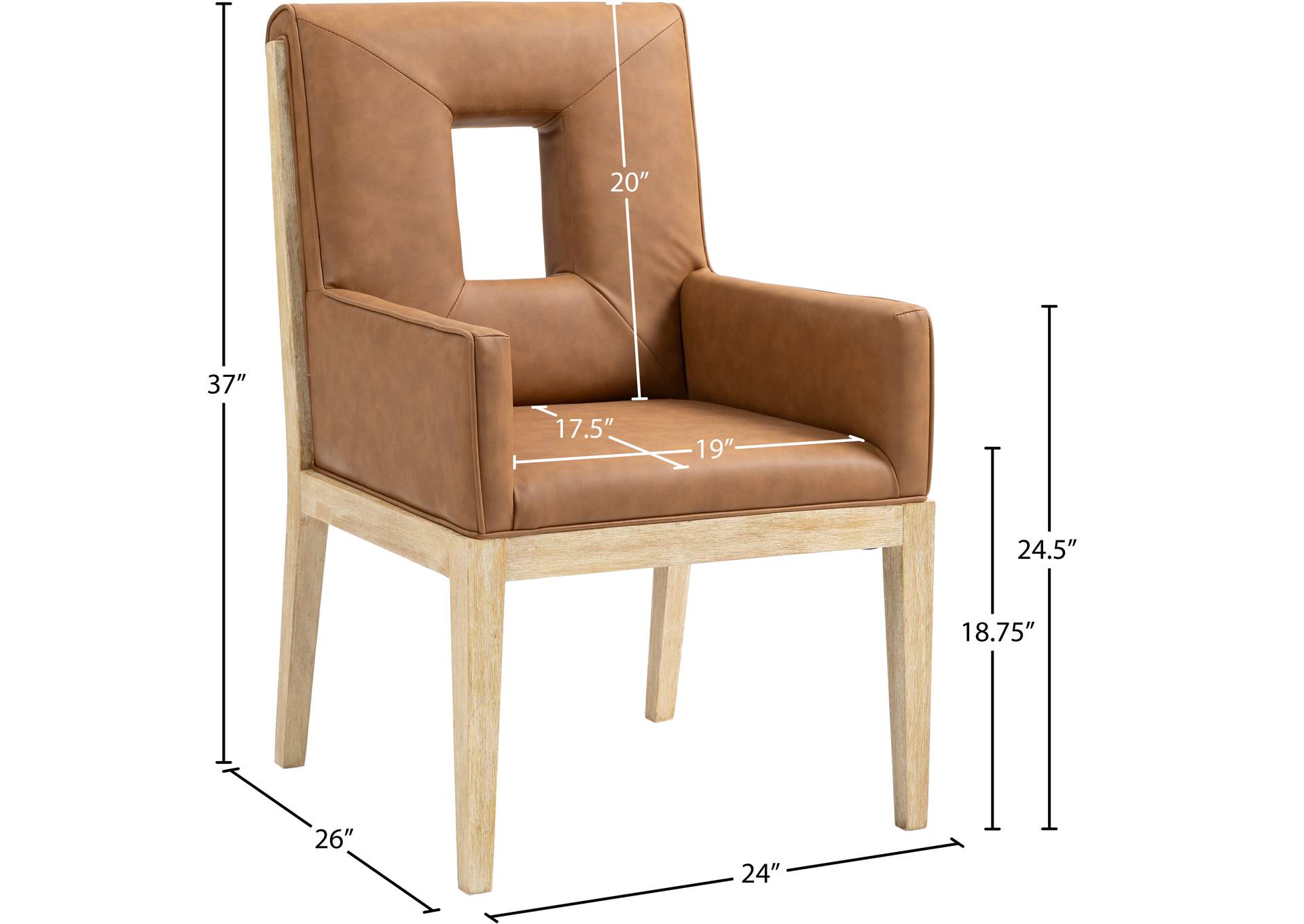 Gwendolyn Cognac Vegan Leather Dining Arm Chair image 10