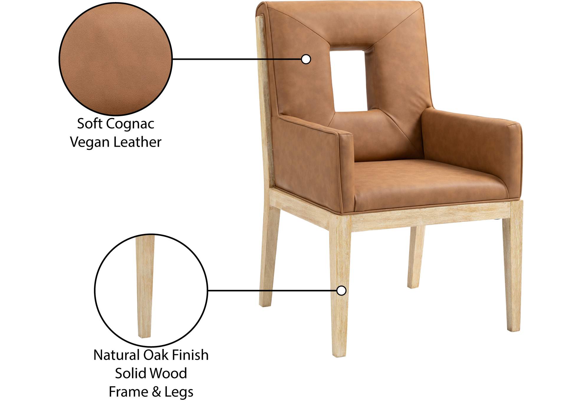 Gwendolyn Cognac Vegan Leather Dining Arm Chair image 11