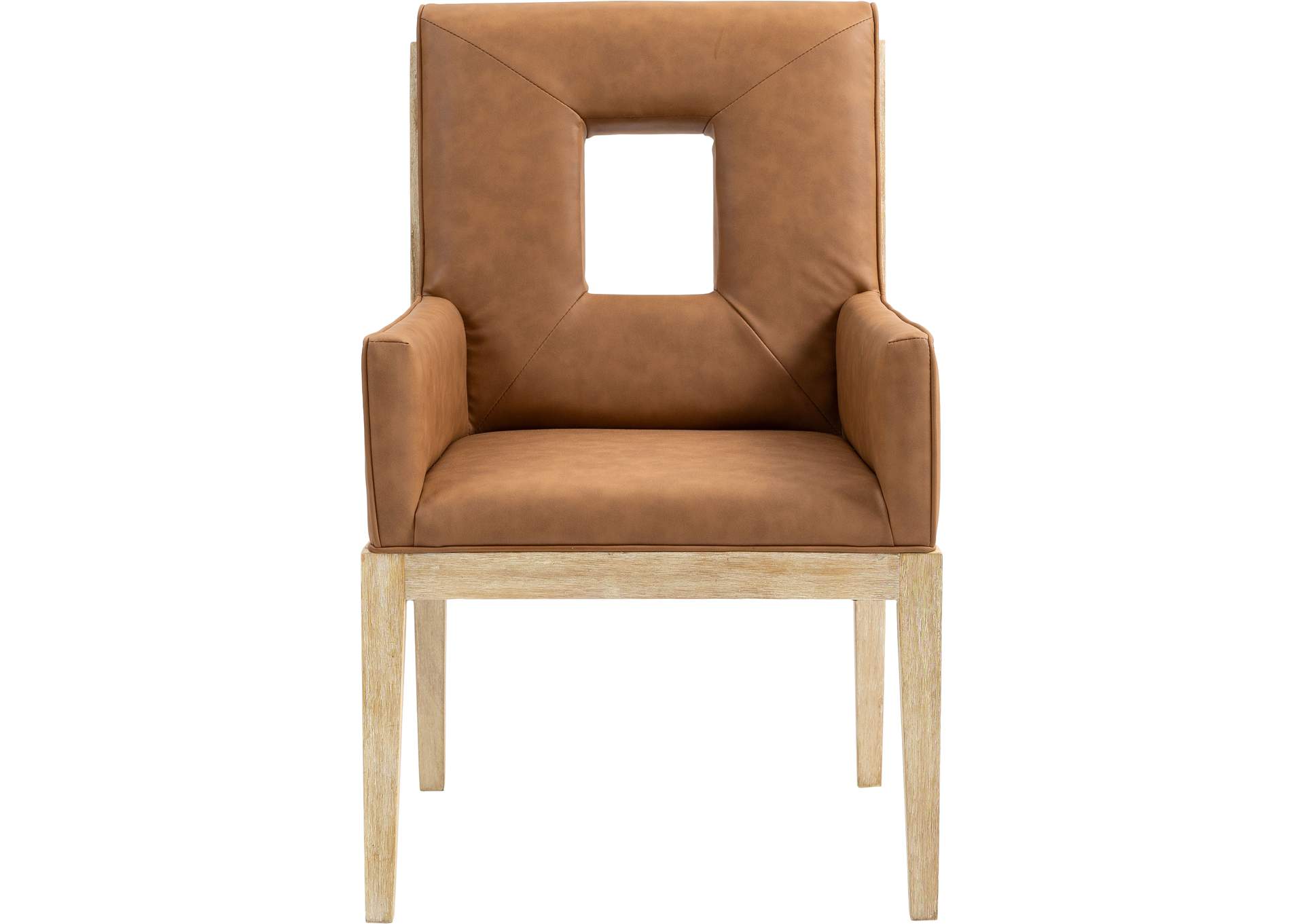 Gwendolyn Cognac Vegan Leather Dining Arm Chair image 4