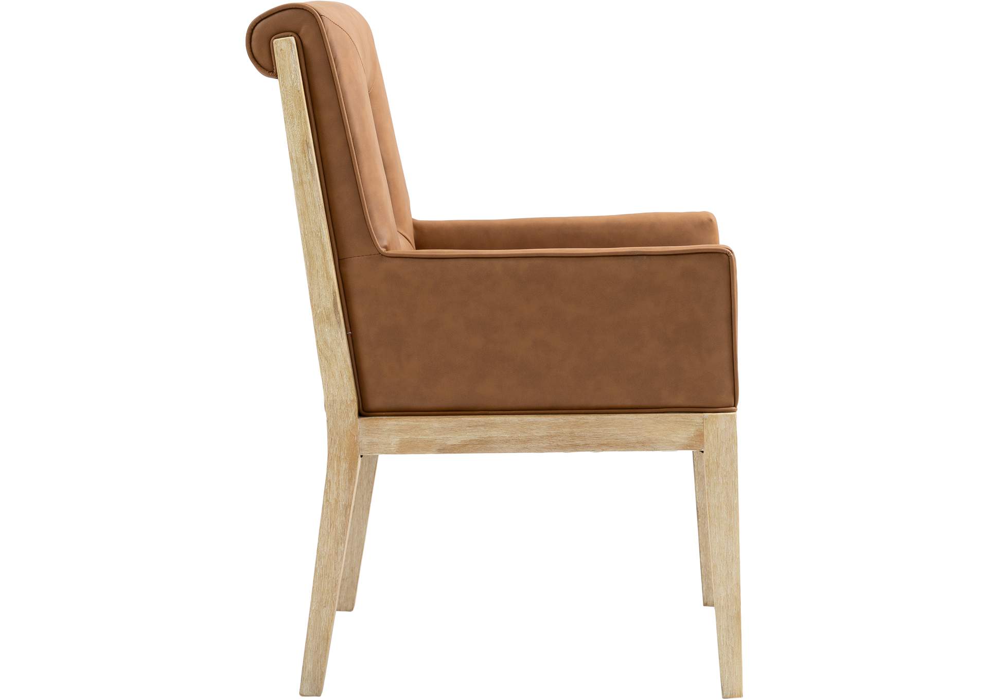 Gwendolyn Cognac Vegan Leather Dining Arm Chair image 5