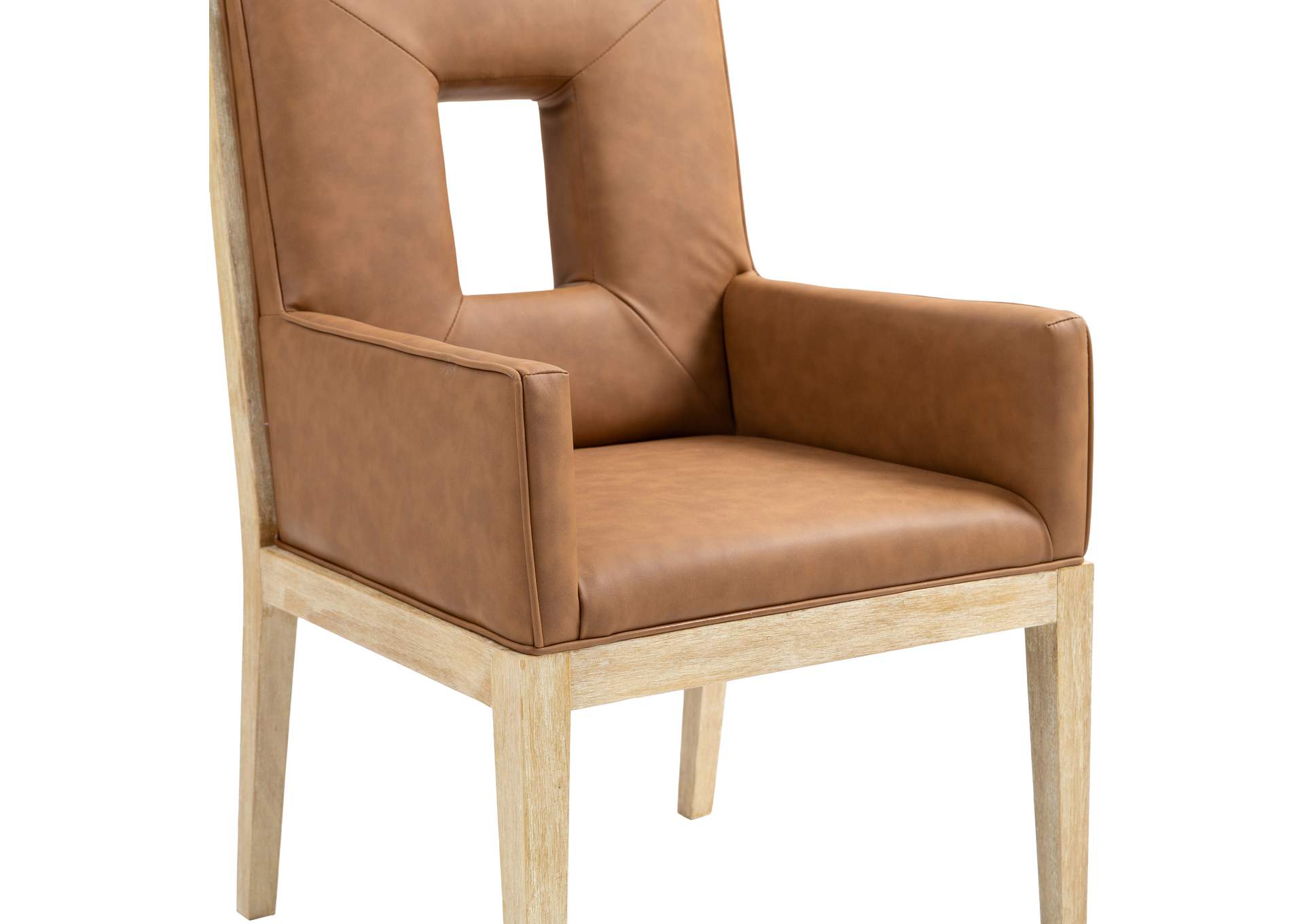 Gwendolyn Cognac Vegan Leather Dining Arm Chair image 8