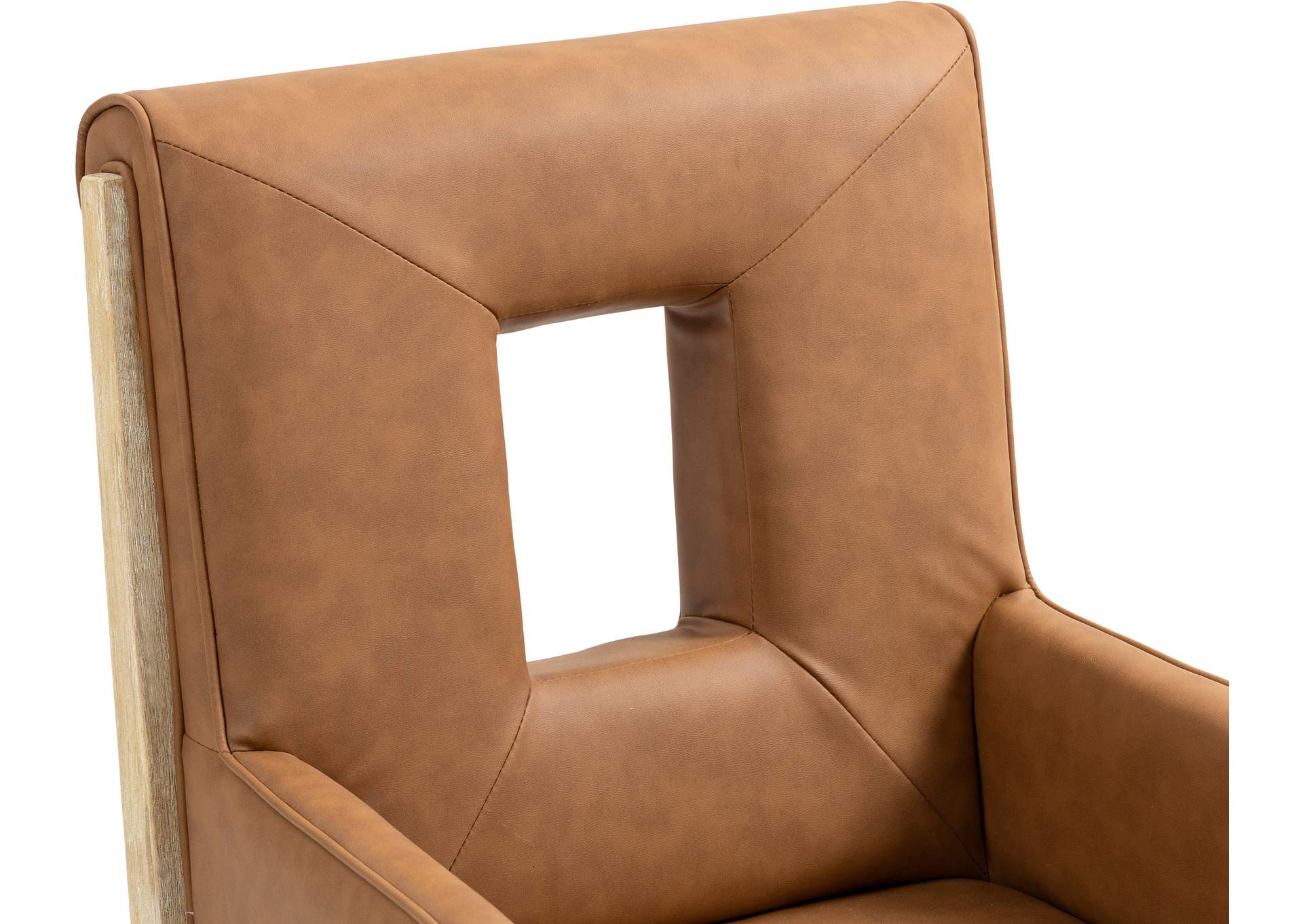Gwendolyn Cognac Vegan Leather Dining Arm Chair image 9