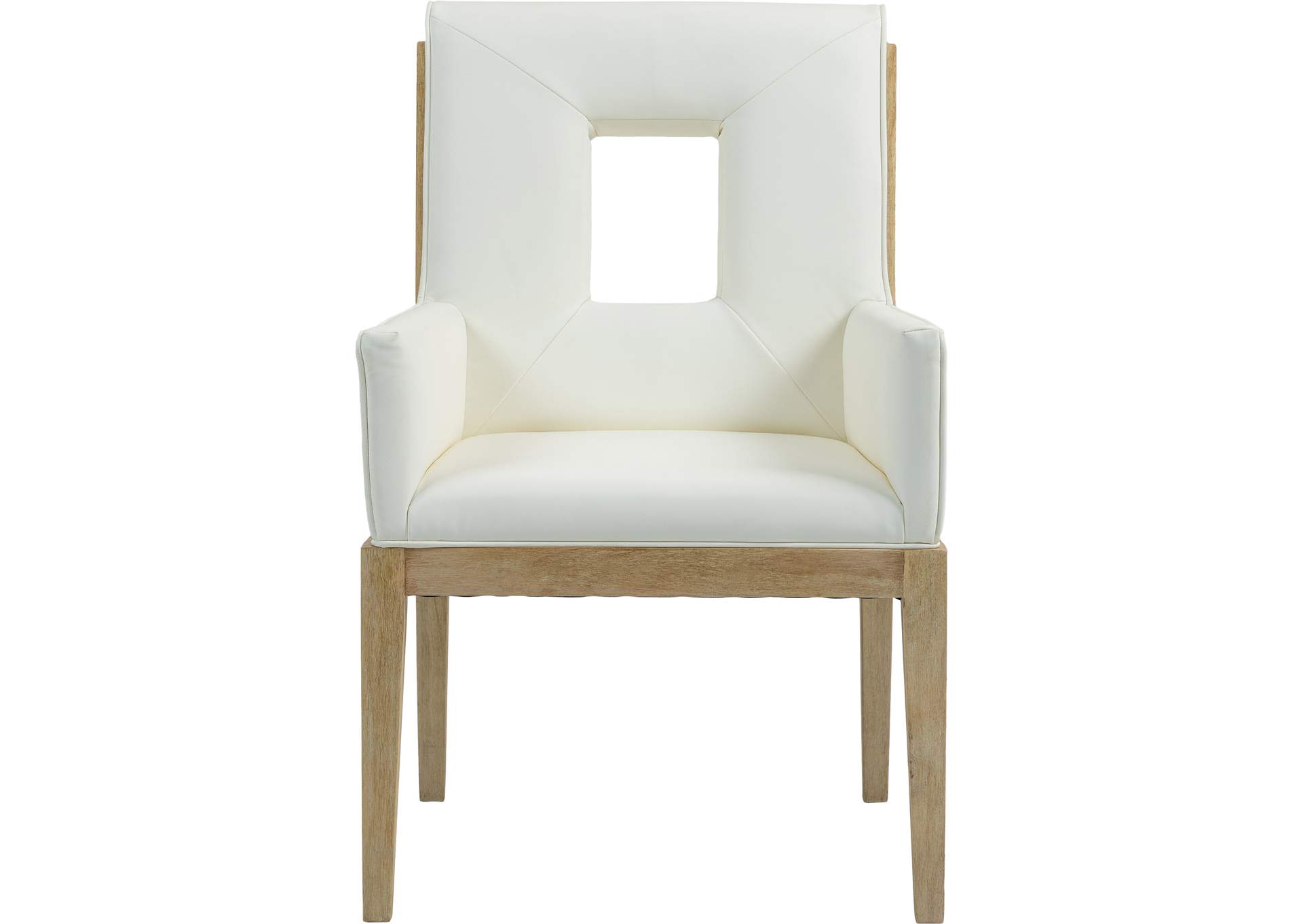 Gwendolyn Cream Vegan Leather Dining Arm Chair