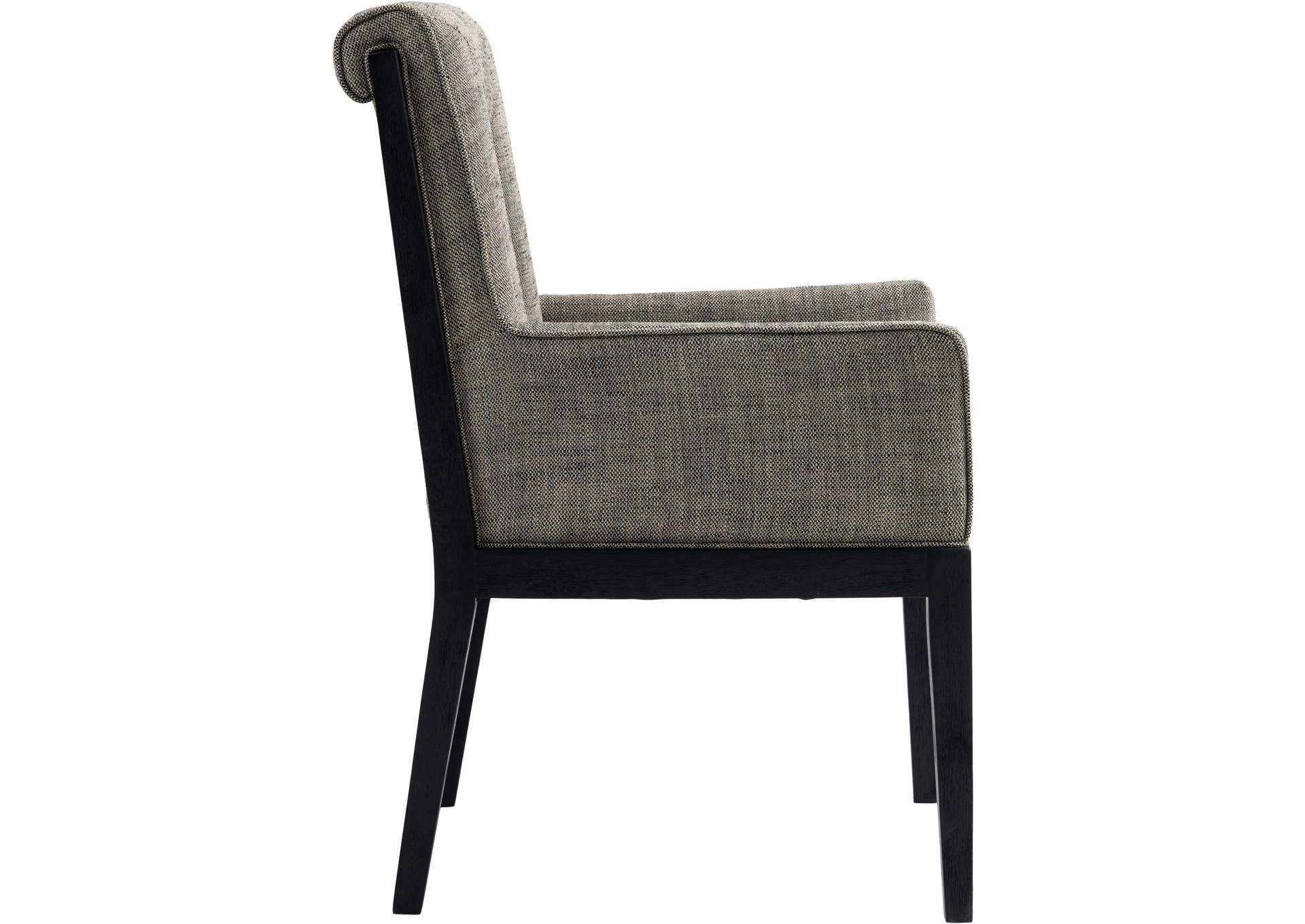 Gwendolyn Grey Linen Textured Fabric Dining Arm Chair