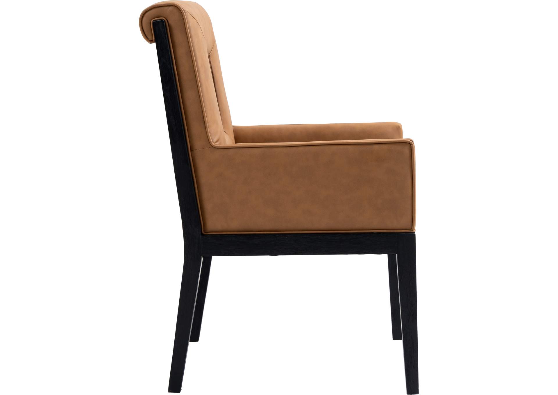 Gwendolyn Cognac Vegan Leather Dining Arm Chair