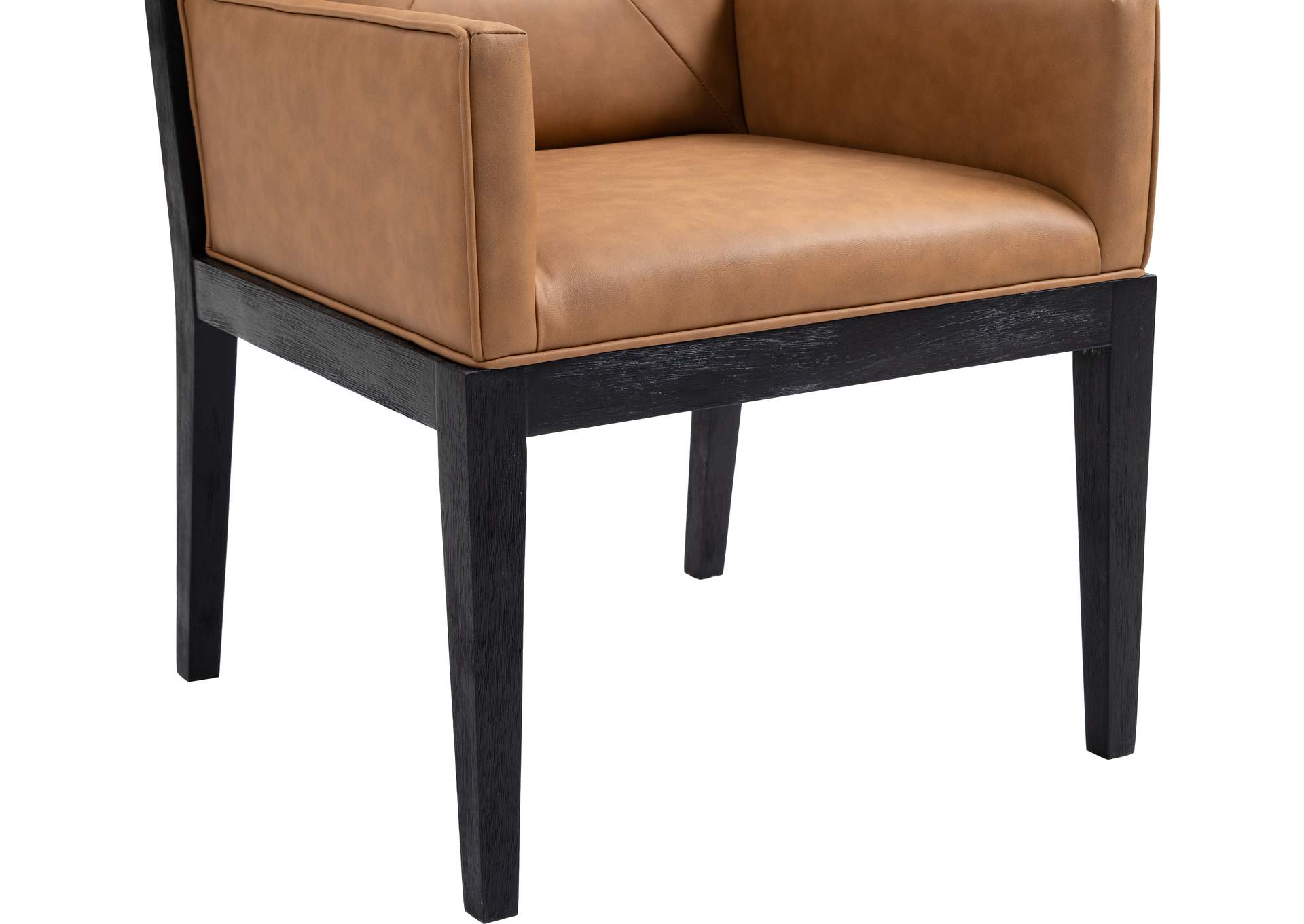 Gwendolyn Cognac Vegan Leather Dining Arm Chair