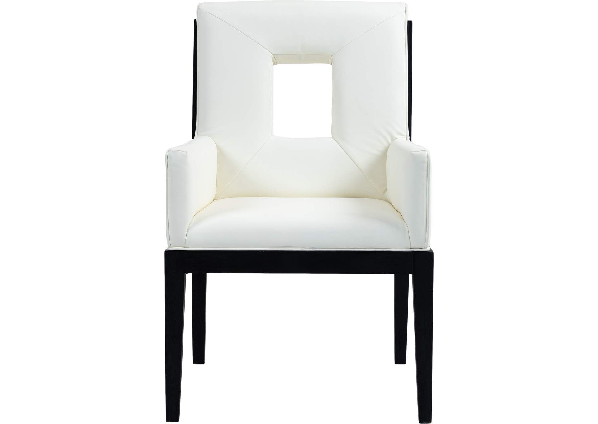 Gwendolyn Cream Vegan Leather Dining Arm Chair