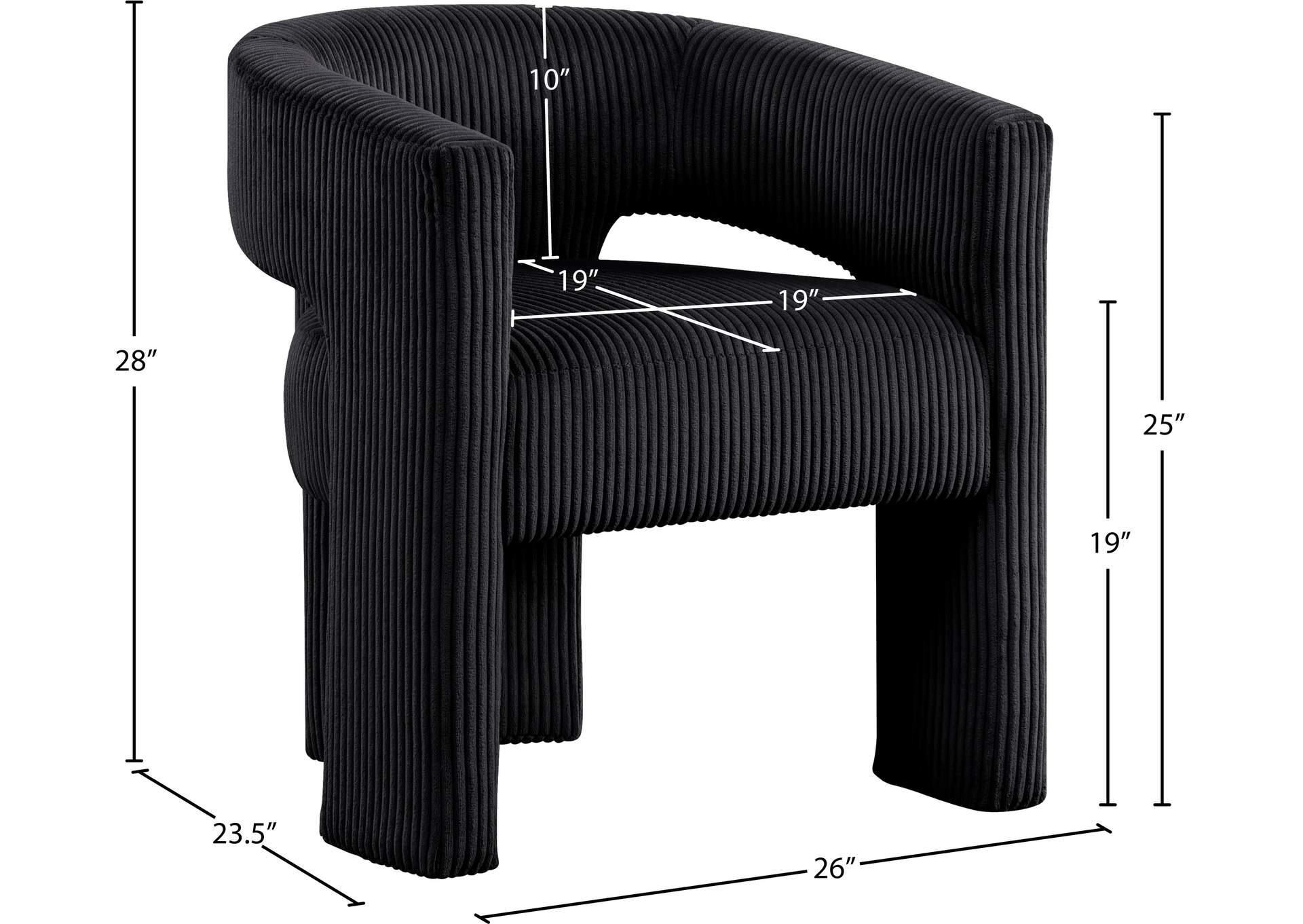 Riz Black Corduroy Fabric Accent - Dining Chair