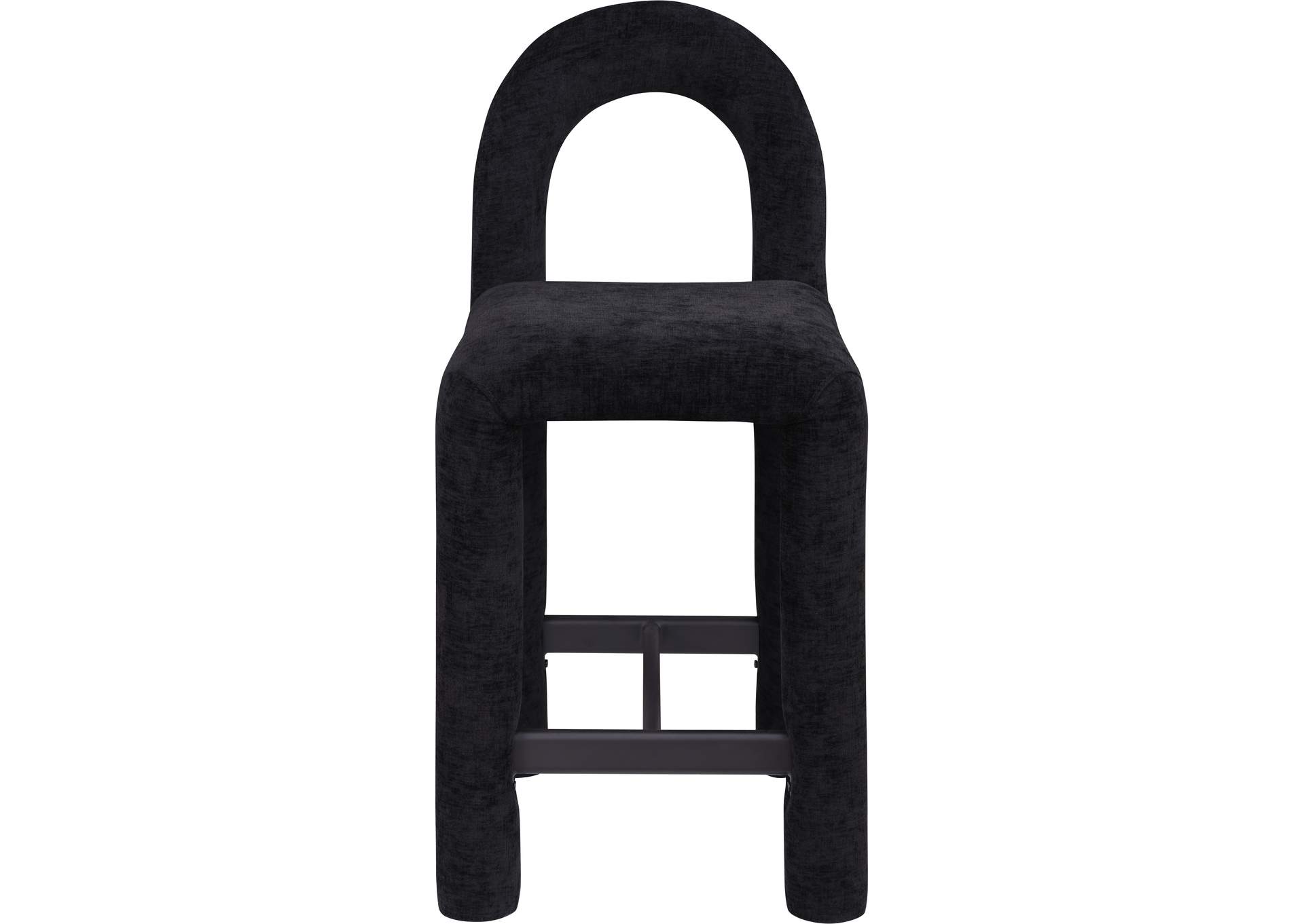 Amari Black Chenille Fabric Stool