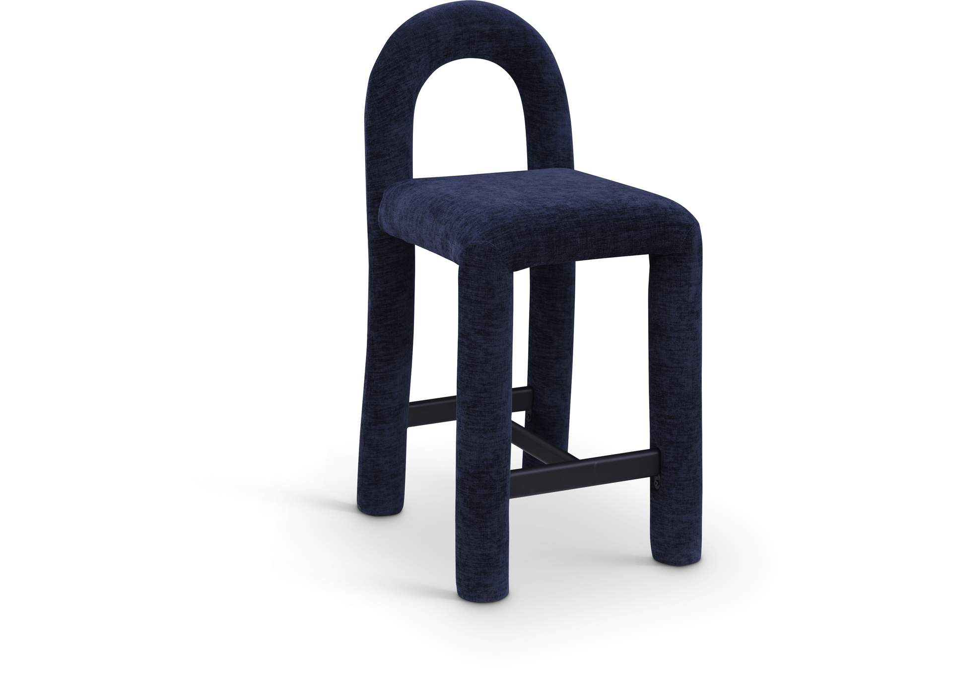 Amari Navy Chenille Fabric Stool image 1