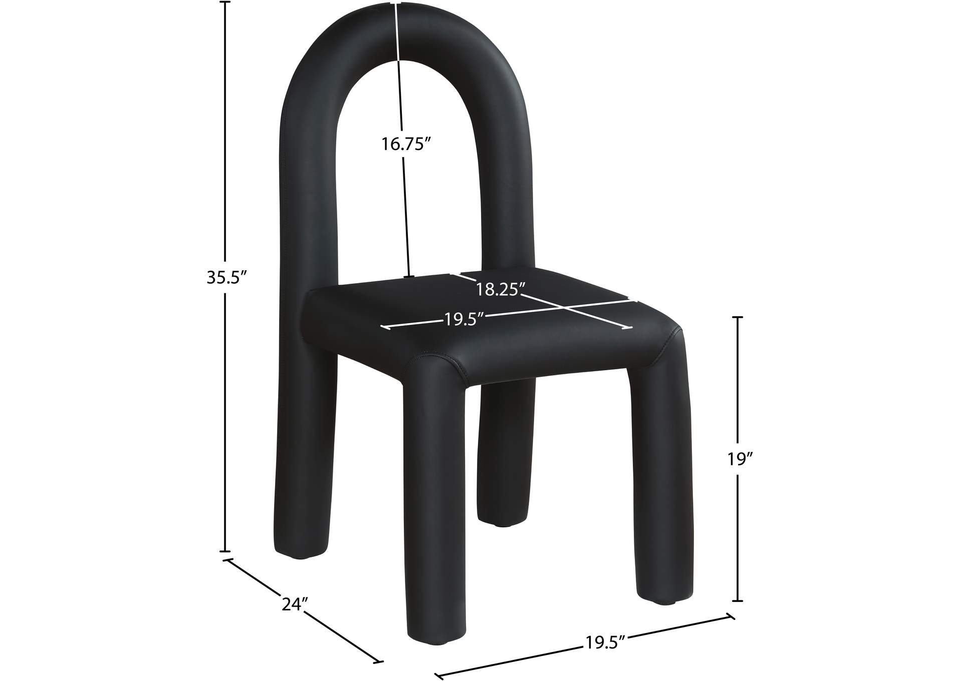 Amari Black Vegan Leather Dining Chair