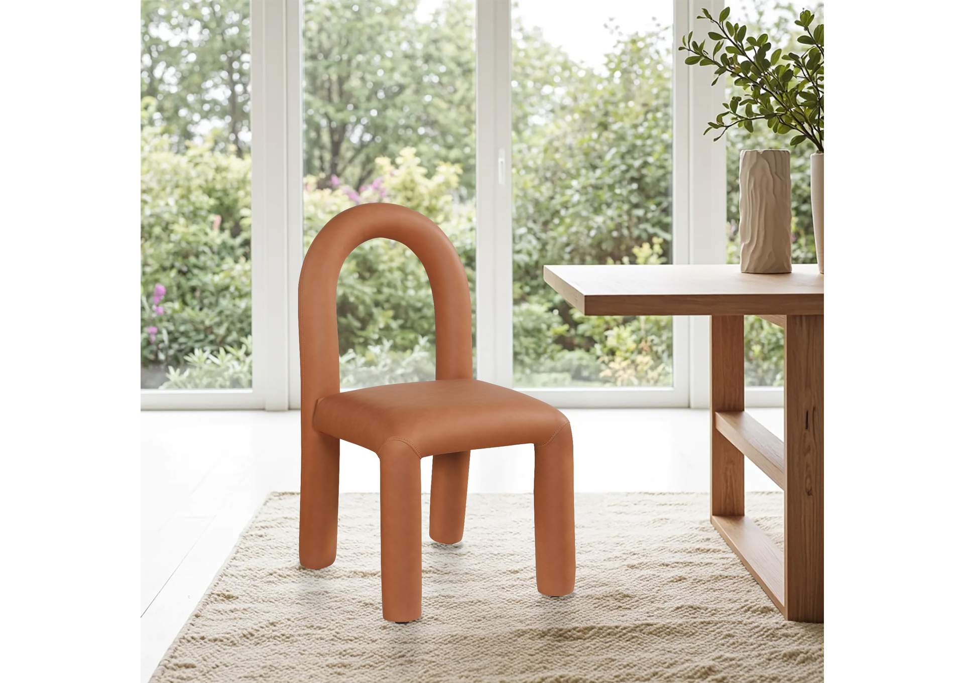 Amari Cognac Vegan Leather Dining Chair