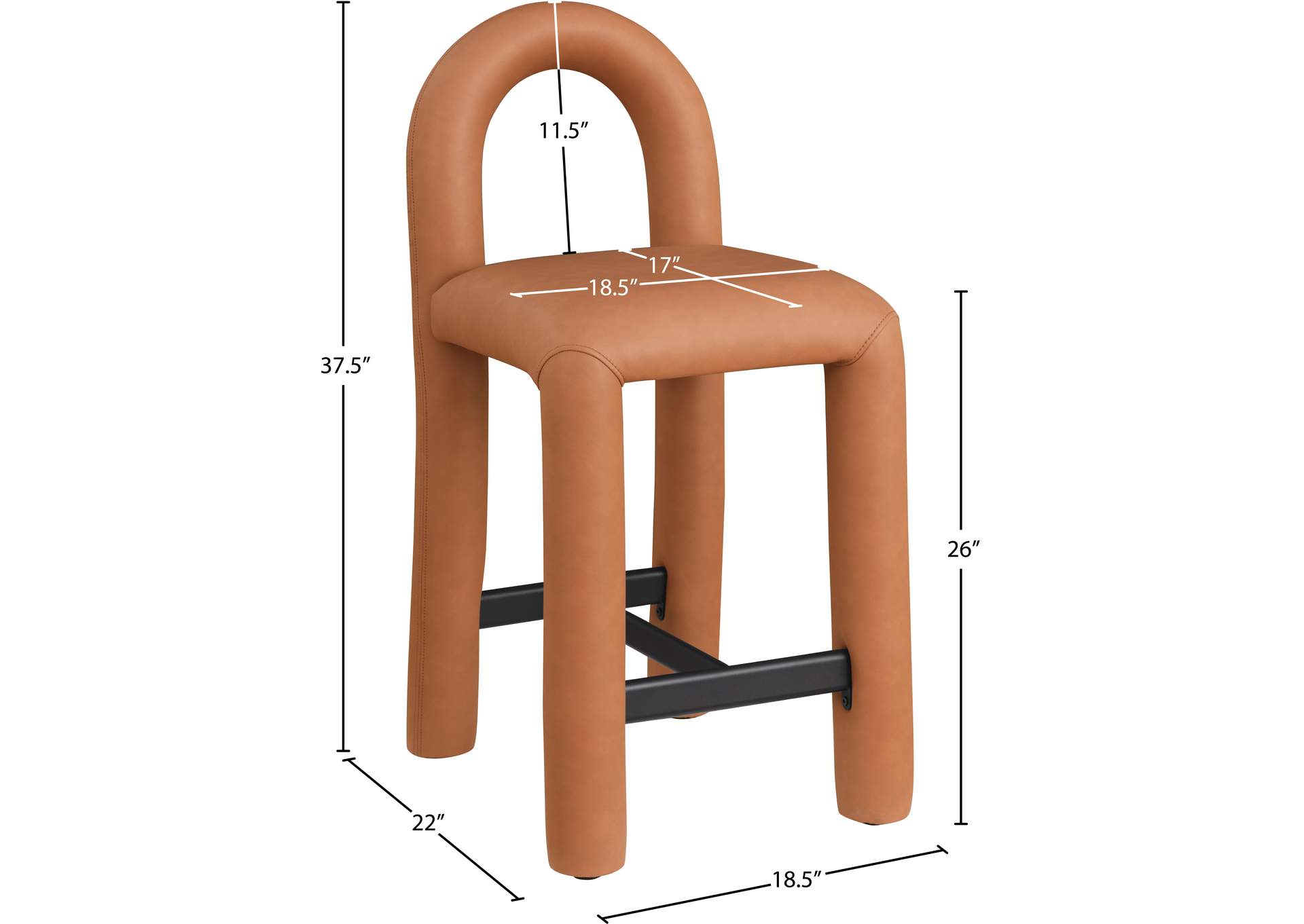 Amari Cognac Vegan Leather Stool