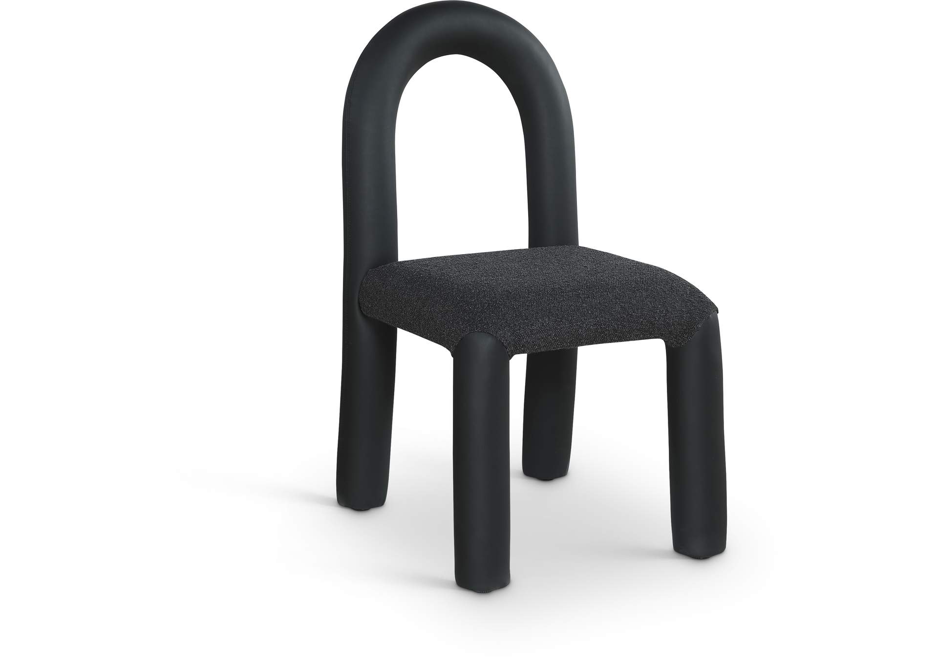Amari Black Vegan Leather And Boucle Fabric Dining Chair