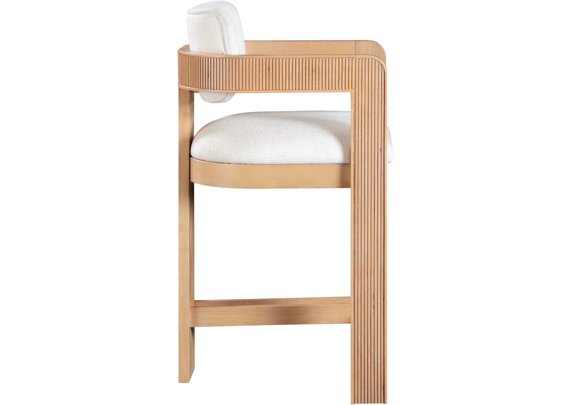 Sacha Cream Linen Textured Fabric Stool