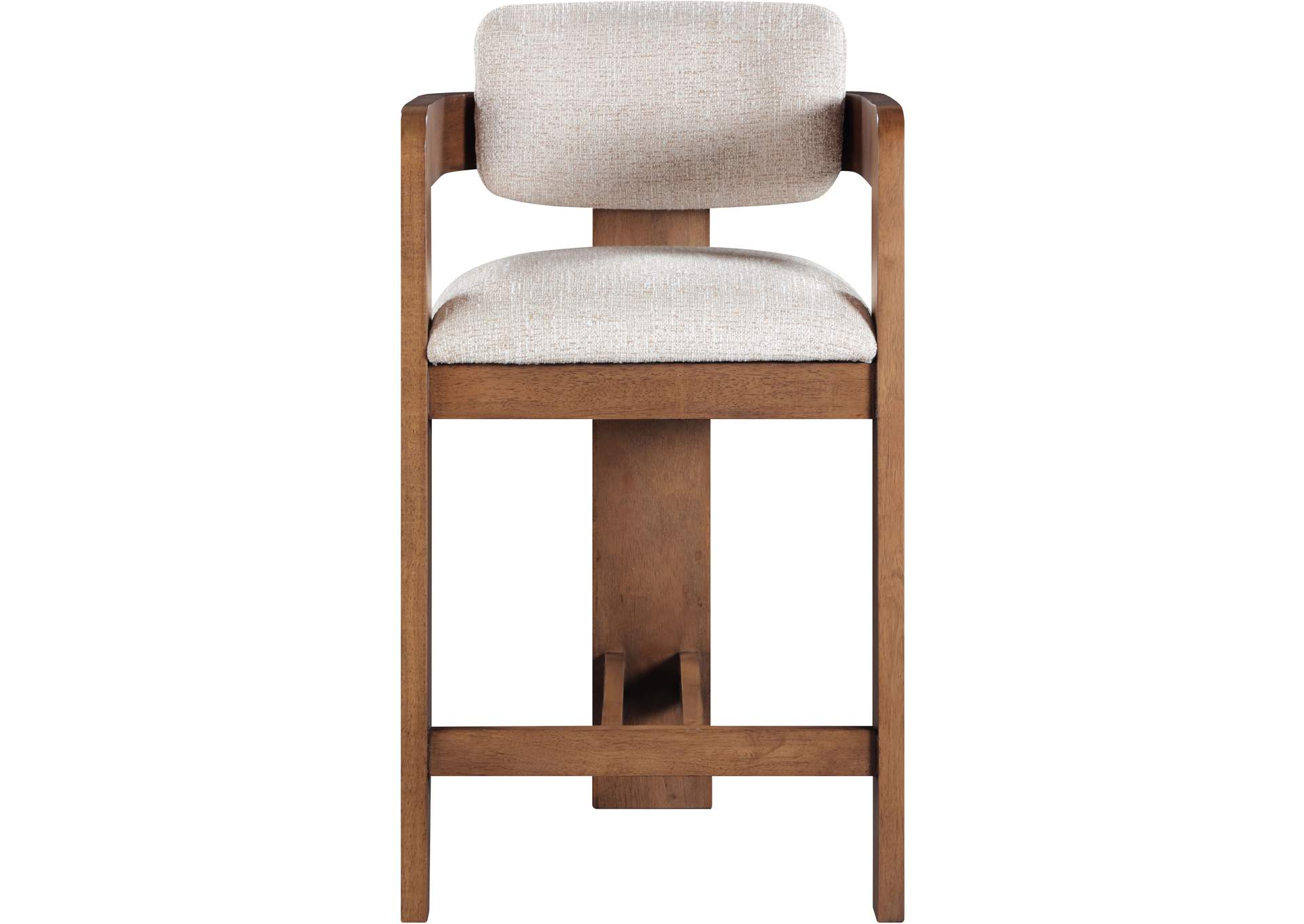Sacha Beige Linen Textured Fabric Stool