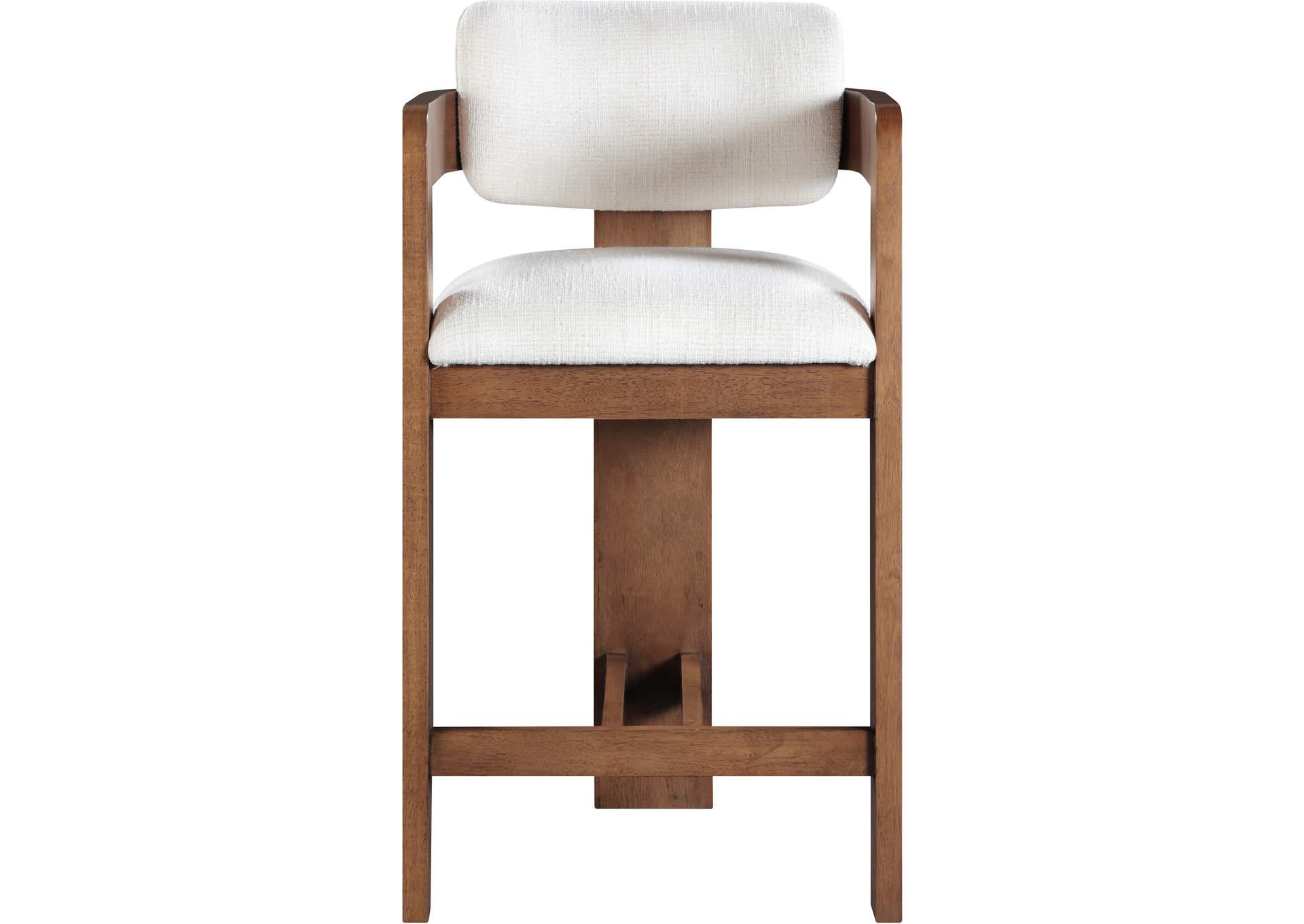Sacha Cream Linen Textured Fabric Stool