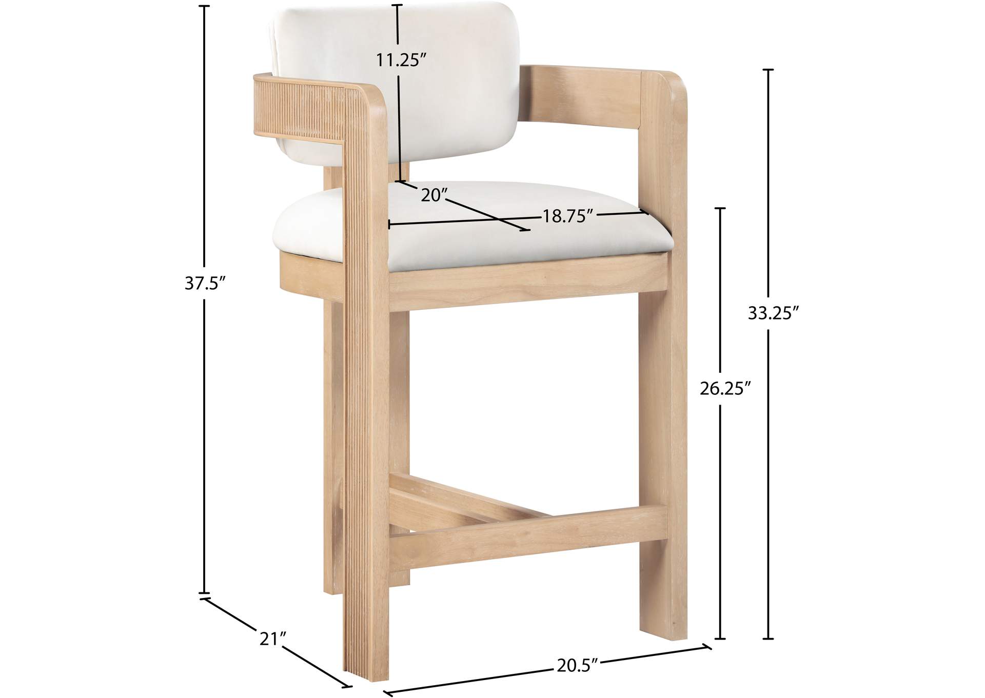 Sacha Cream Velvet Stool